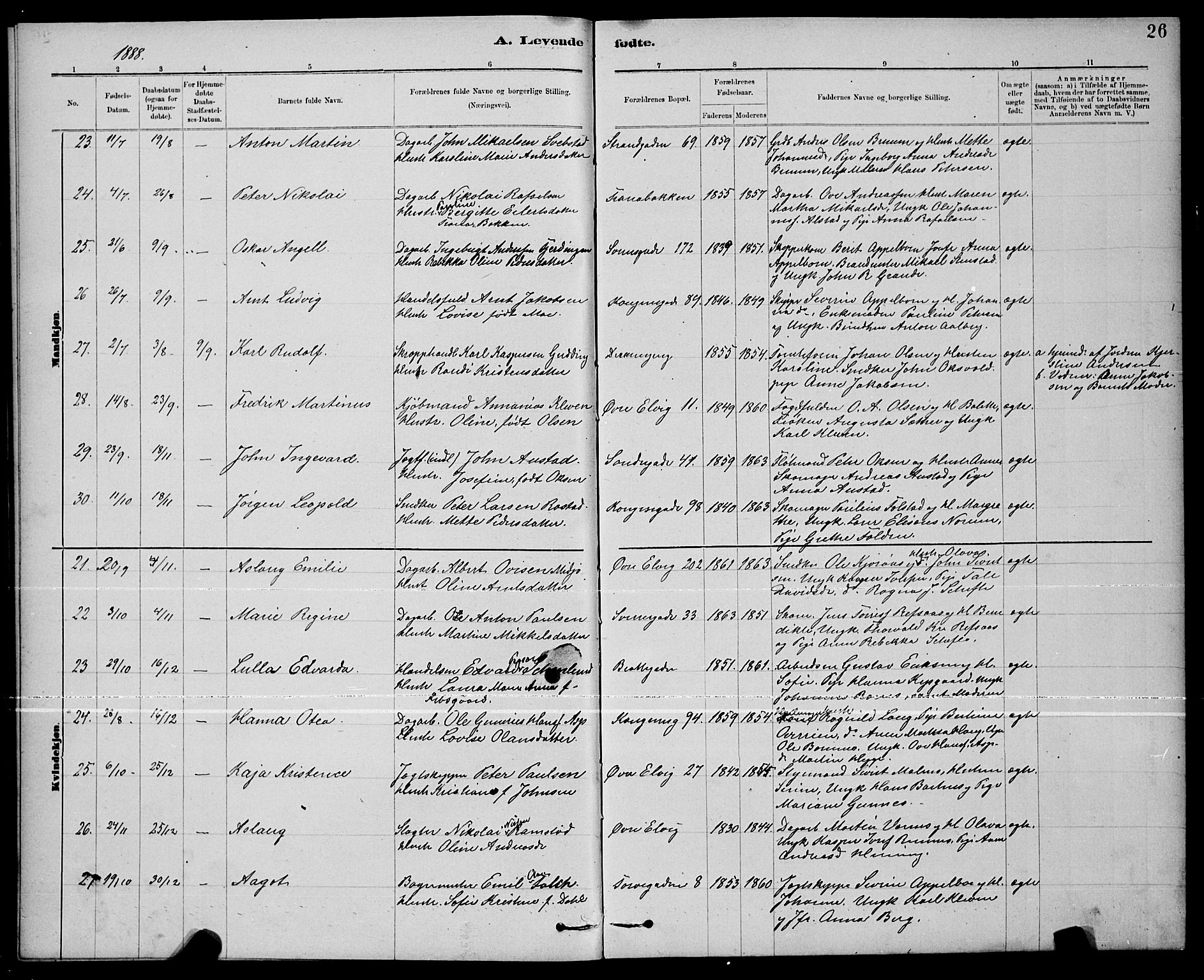 Ministerialprotokoller, klokkerbøker og fødselsregistre - Nord-Trøndelag, SAT/A-1458/739/L0374: Parish register (copy) no. 739C02, 1883-1898, p. 26