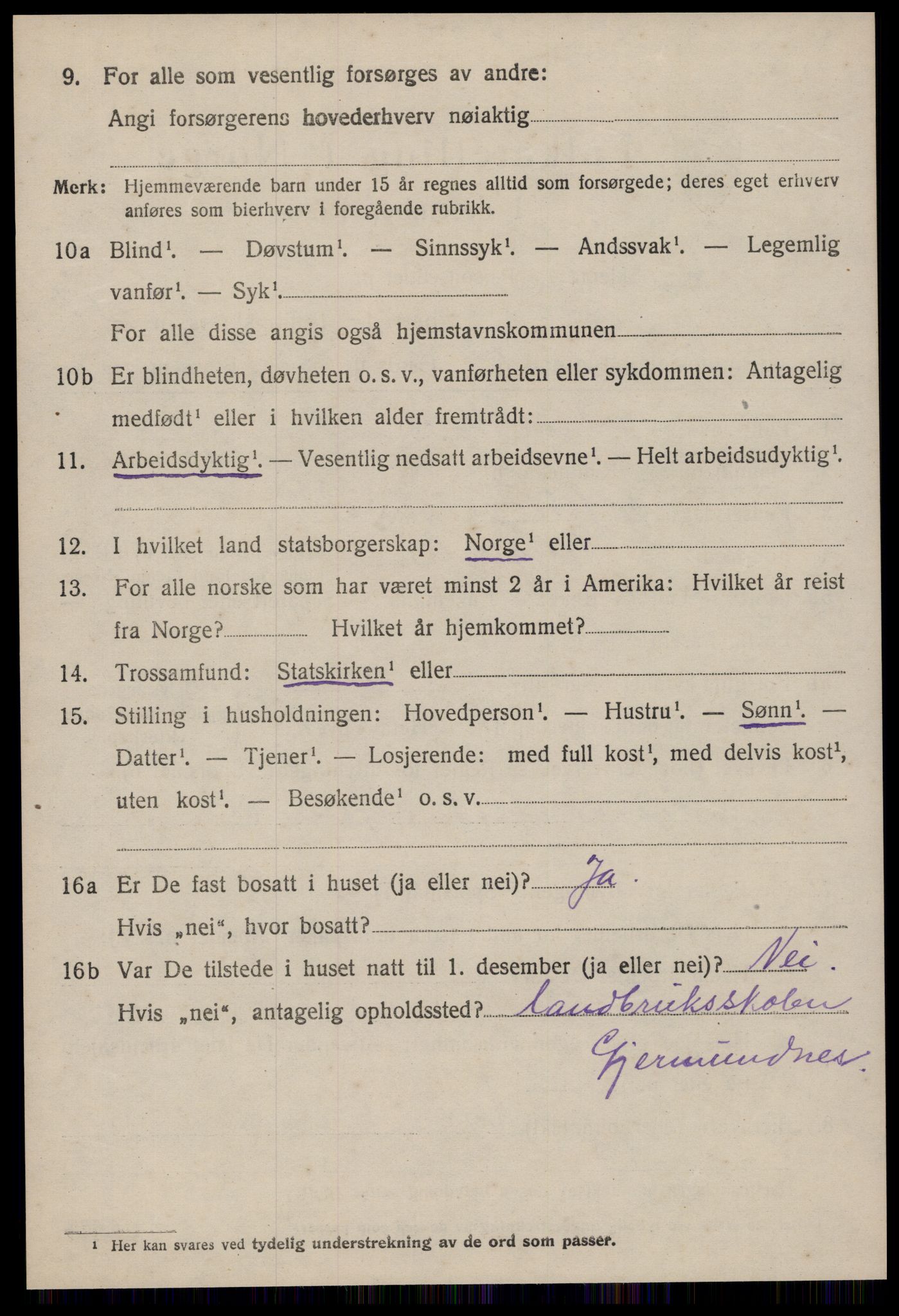 SAT, 1920 census for Tingvoll, 1920, p. 6981