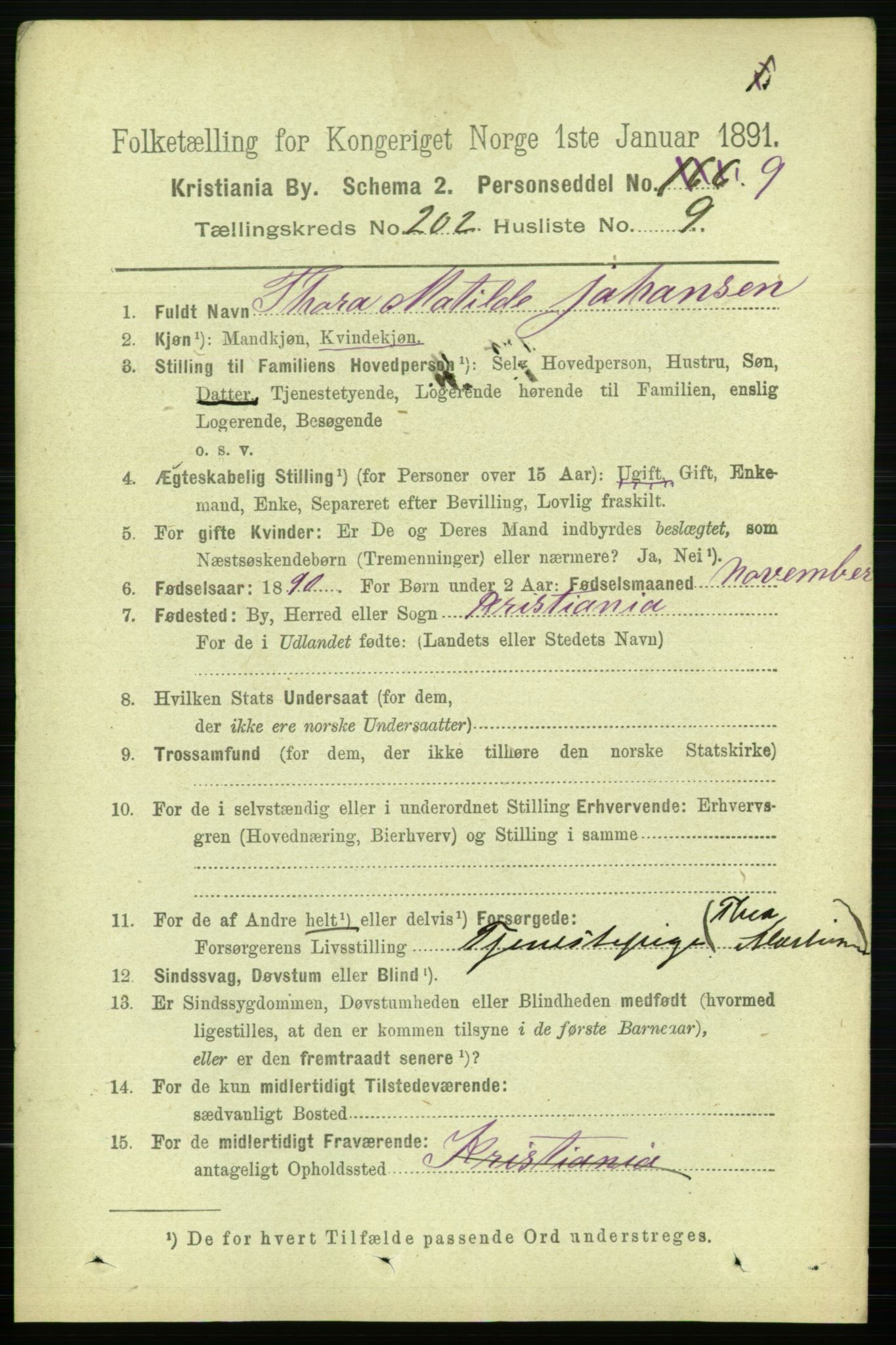 RA, 1891 census for 0301 Kristiania, 1891, p. 121688