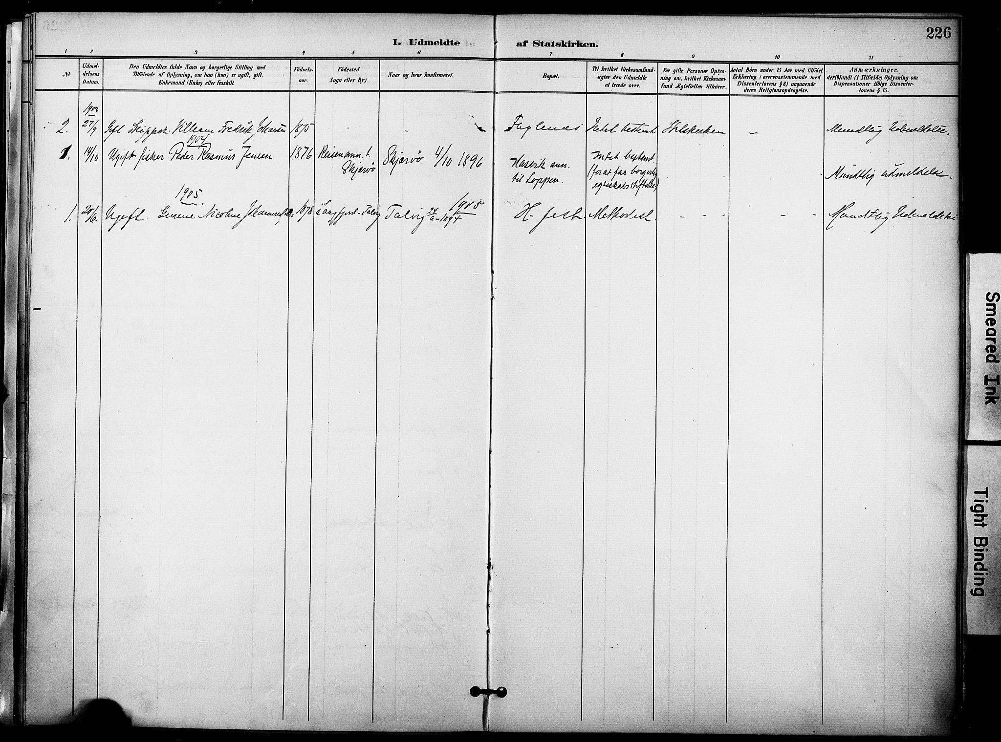Hammerfest sokneprestkontor, SATØ/S-1347/H/Ha/L0010.kirke: Parish register (official) no. 10, 1898-1905, p. 226
