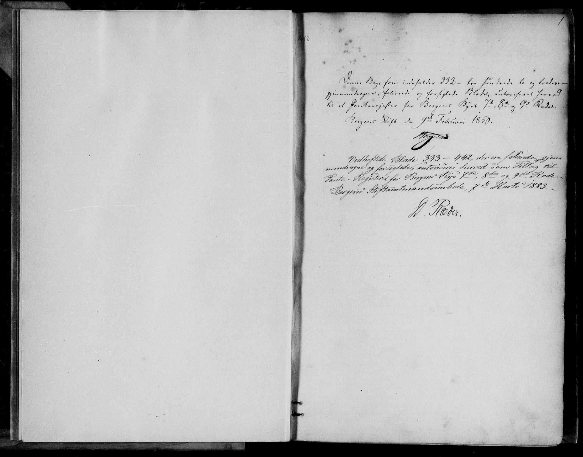 Byfogd og Byskriver i Bergen, SAB/A-3401/03/03AdC/L0004: Mortgage register no. A.d.C.4, 1823-1896, p. 1