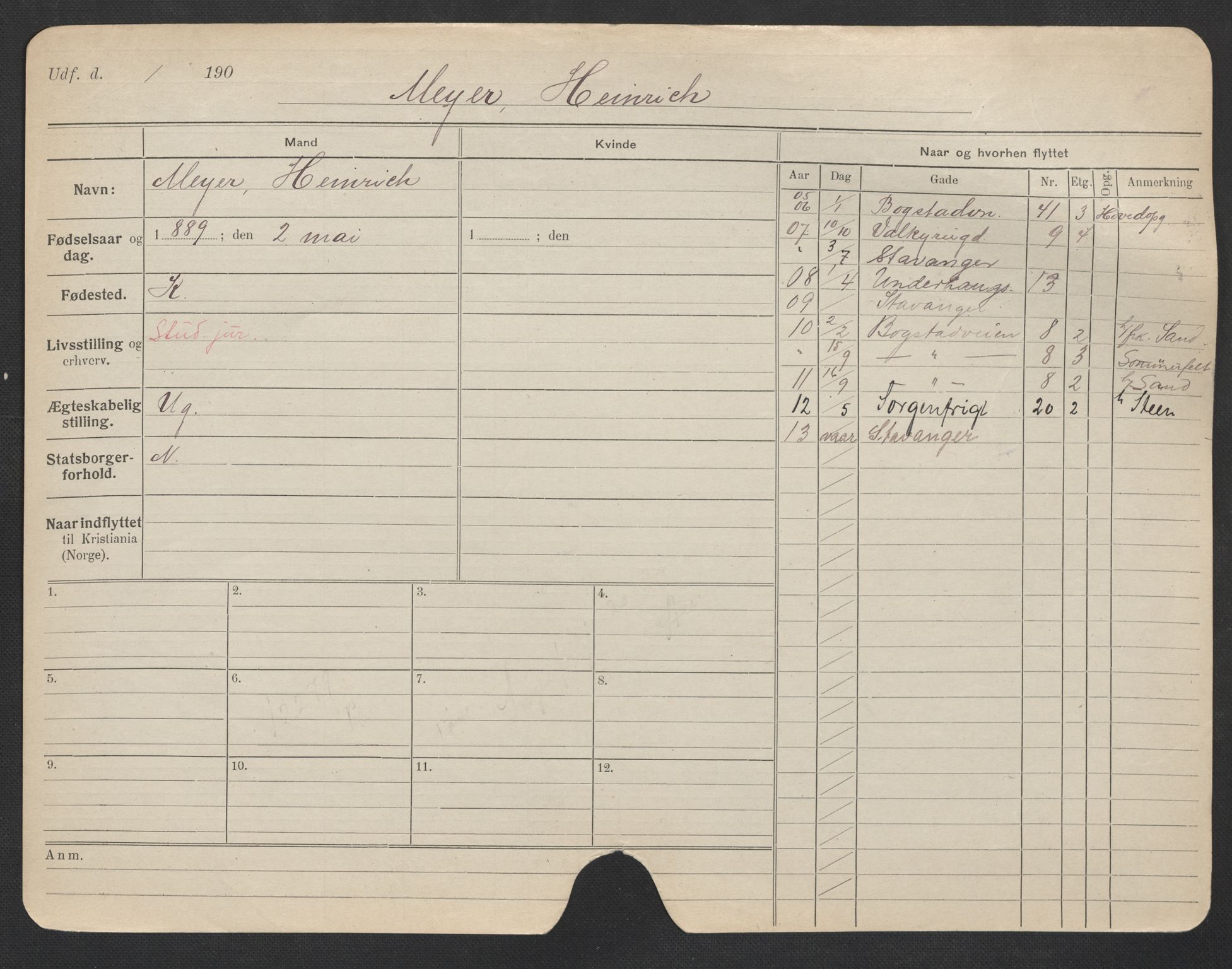 Oslo folkeregister, Registerkort, AV/SAO-A-11715/F/Fa/Fac/L0007: Menn, 1906-1914, p. 673a