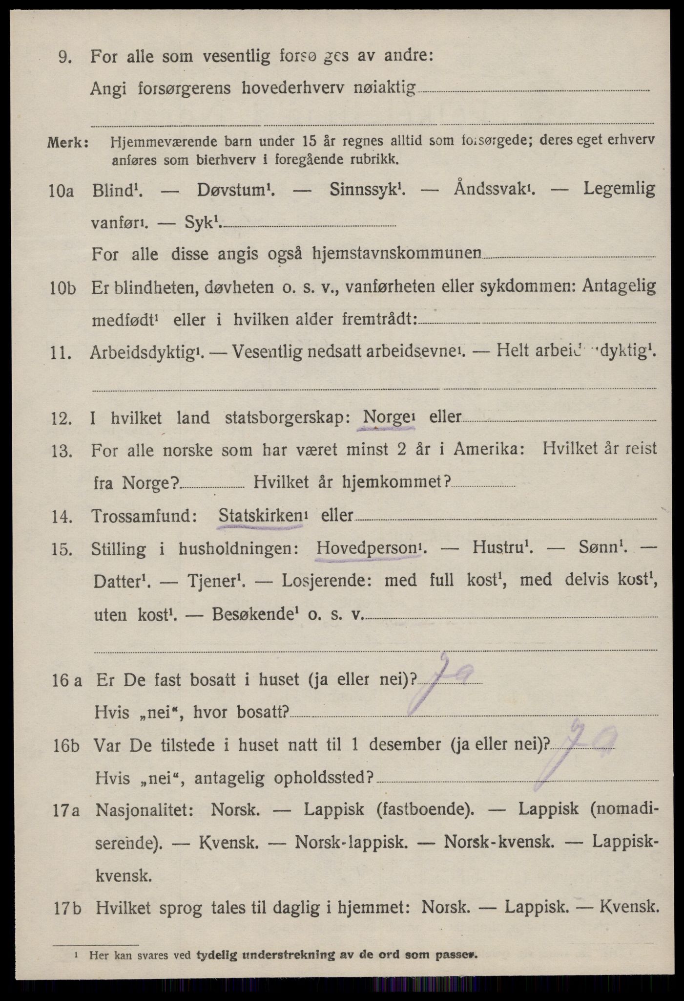 SAT, 1920 census for Agdenes, 1920, p. 3056