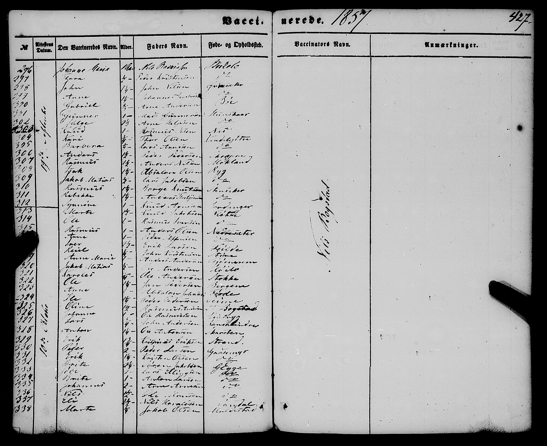 Gloppen sokneprestembete, AV/SAB-A-80101/H/Haa/Haaa/L0009: Parish register (official) no. A 9, 1855-1870, p. 427