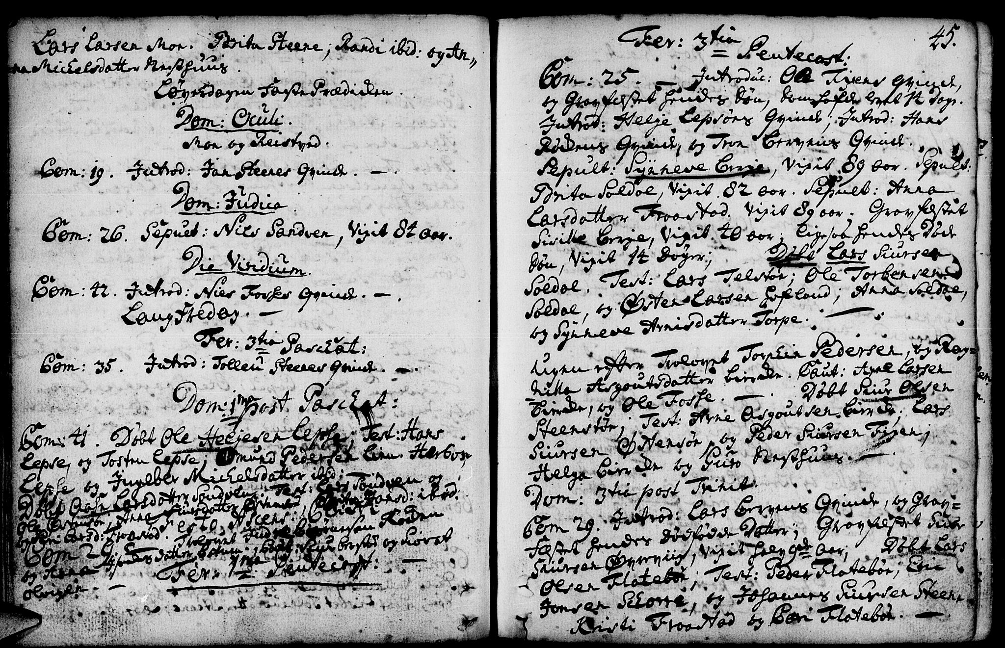 Kvam sokneprestembete, SAB/A-76201/H/Haa: Parish register (official) no. A 3, 1743-1795, p. 45