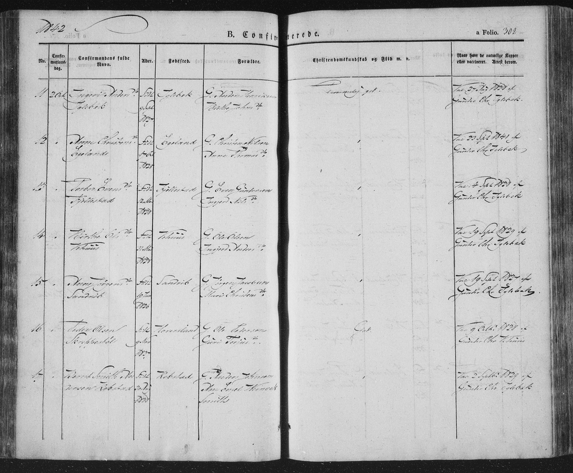 Vennesla sokneprestkontor, AV/SAK-1111-0045/Fa/Fac/L0004: Parish register (official) no. A 4, 1834-1855, p. 302