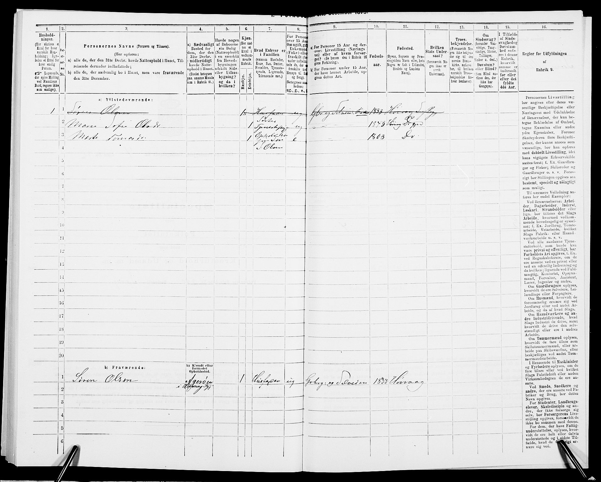 SAK, 1875 census for 0927P Høvåg, 1875, p. 607