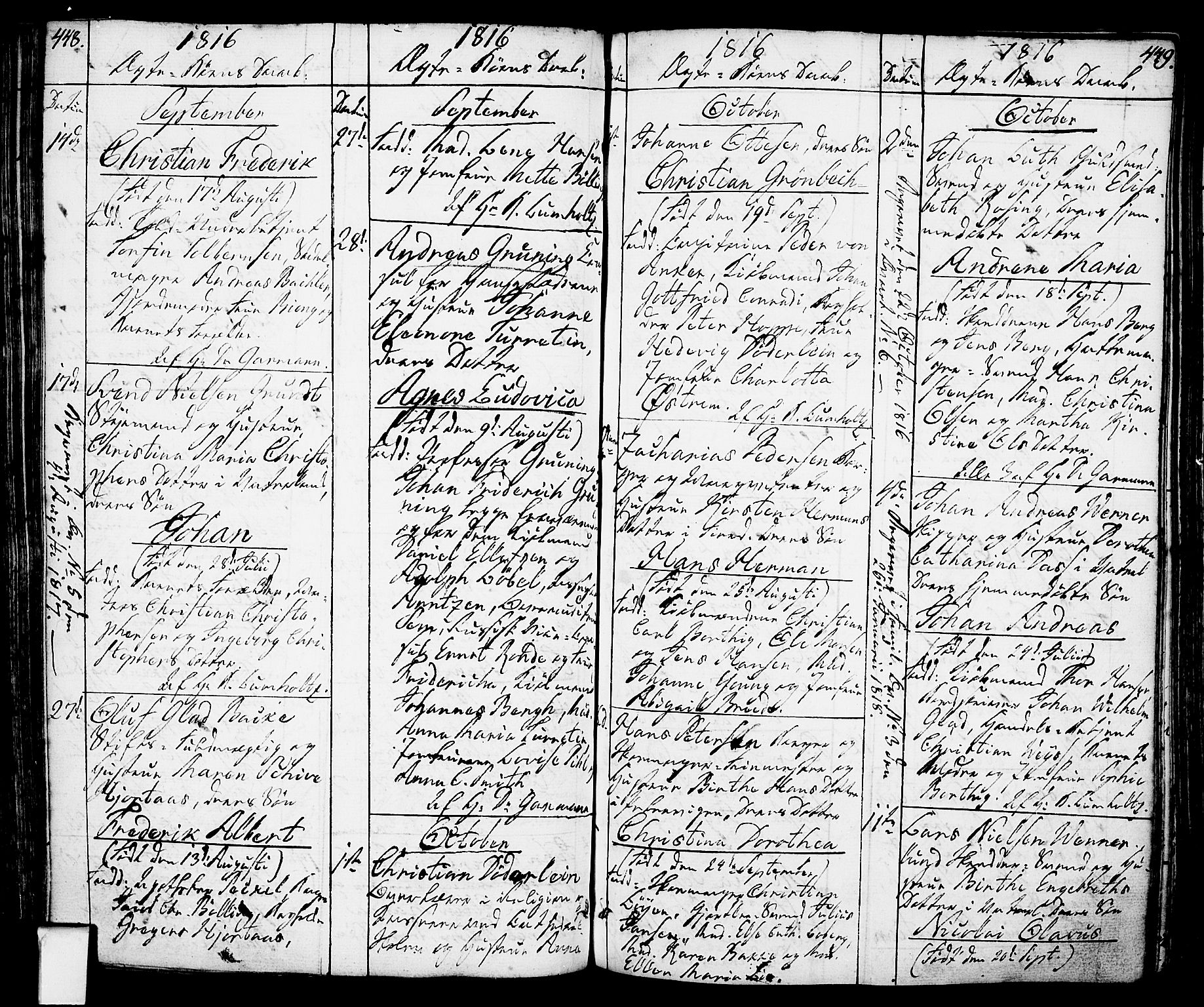 Oslo domkirke Kirkebøker, SAO/A-10752/F/Fa/L0006: Parish register (official) no. 6, 1807-1817, p. 448-449