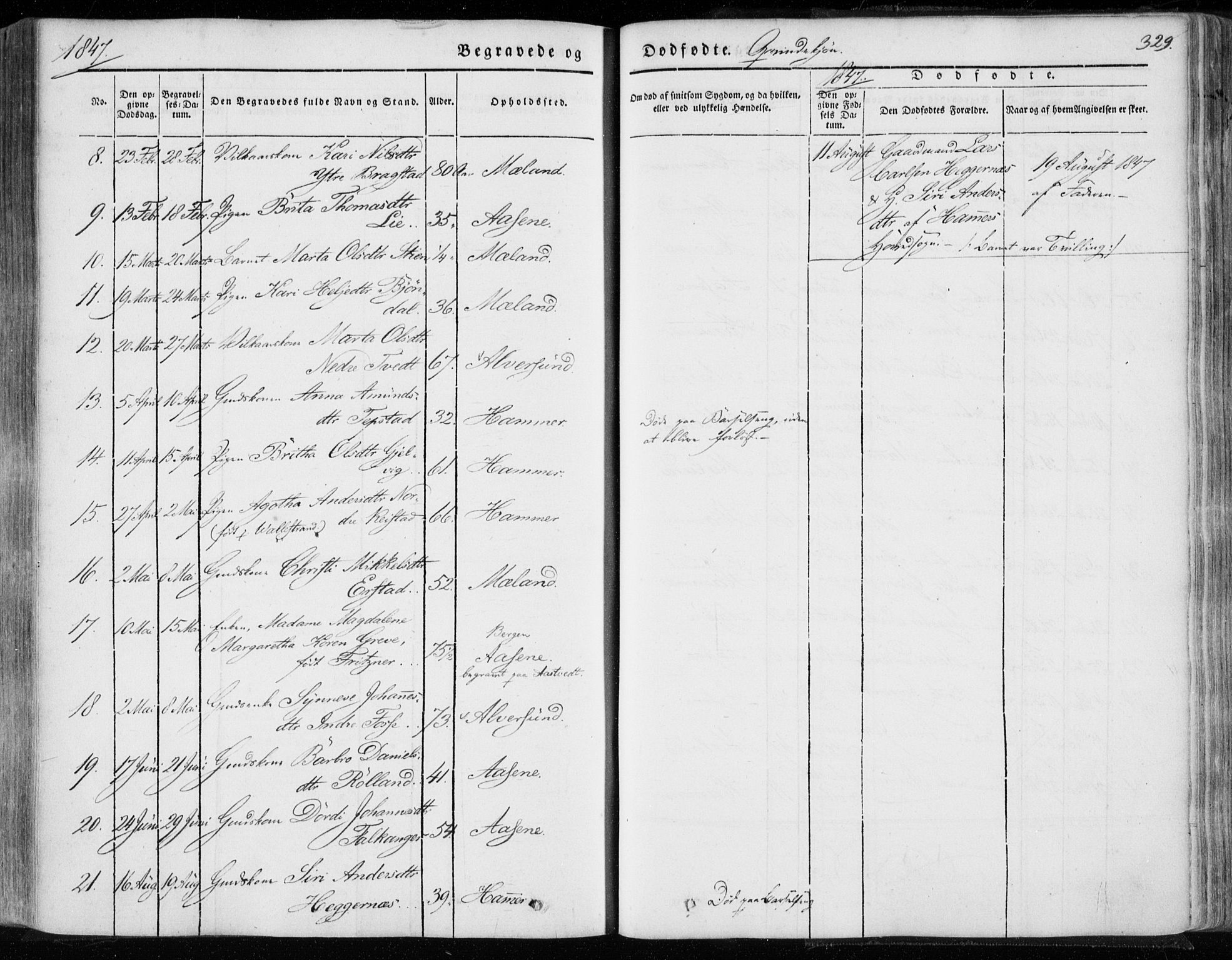 Hamre sokneprestembete, AV/SAB-A-75501/H/Ha/Haa/Haaa/L0013: Parish register (official) no. A 13, 1846-1857, p. 329