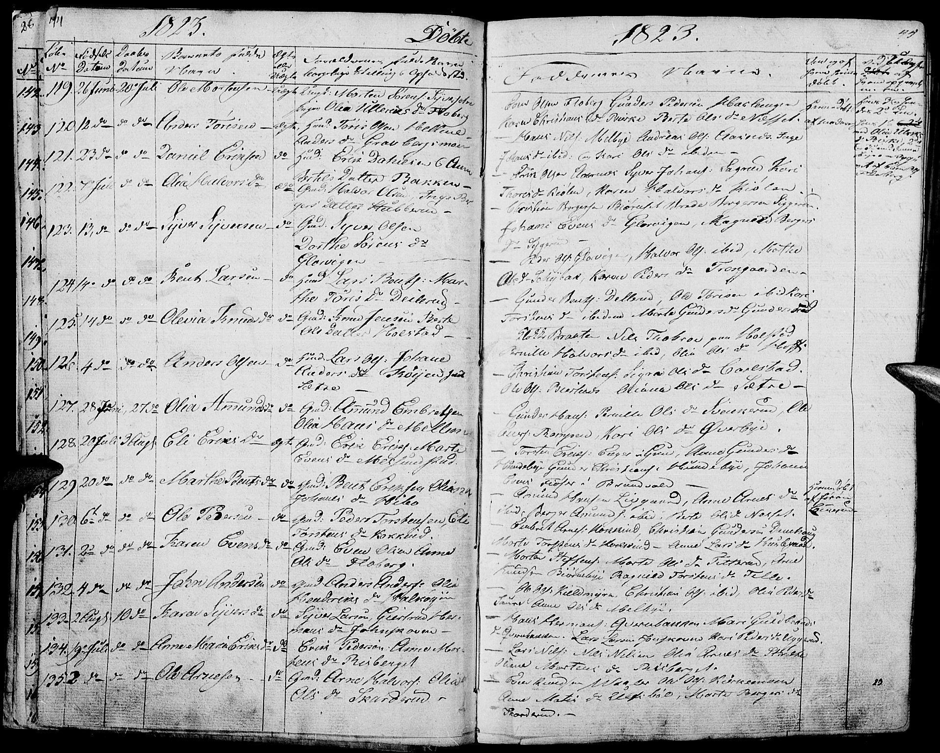 Hof prestekontor, AV/SAH-PREST-038/H/Ha/Haa/L0006: Parish register (official) no. 6, 1822-1841, p. 44-45