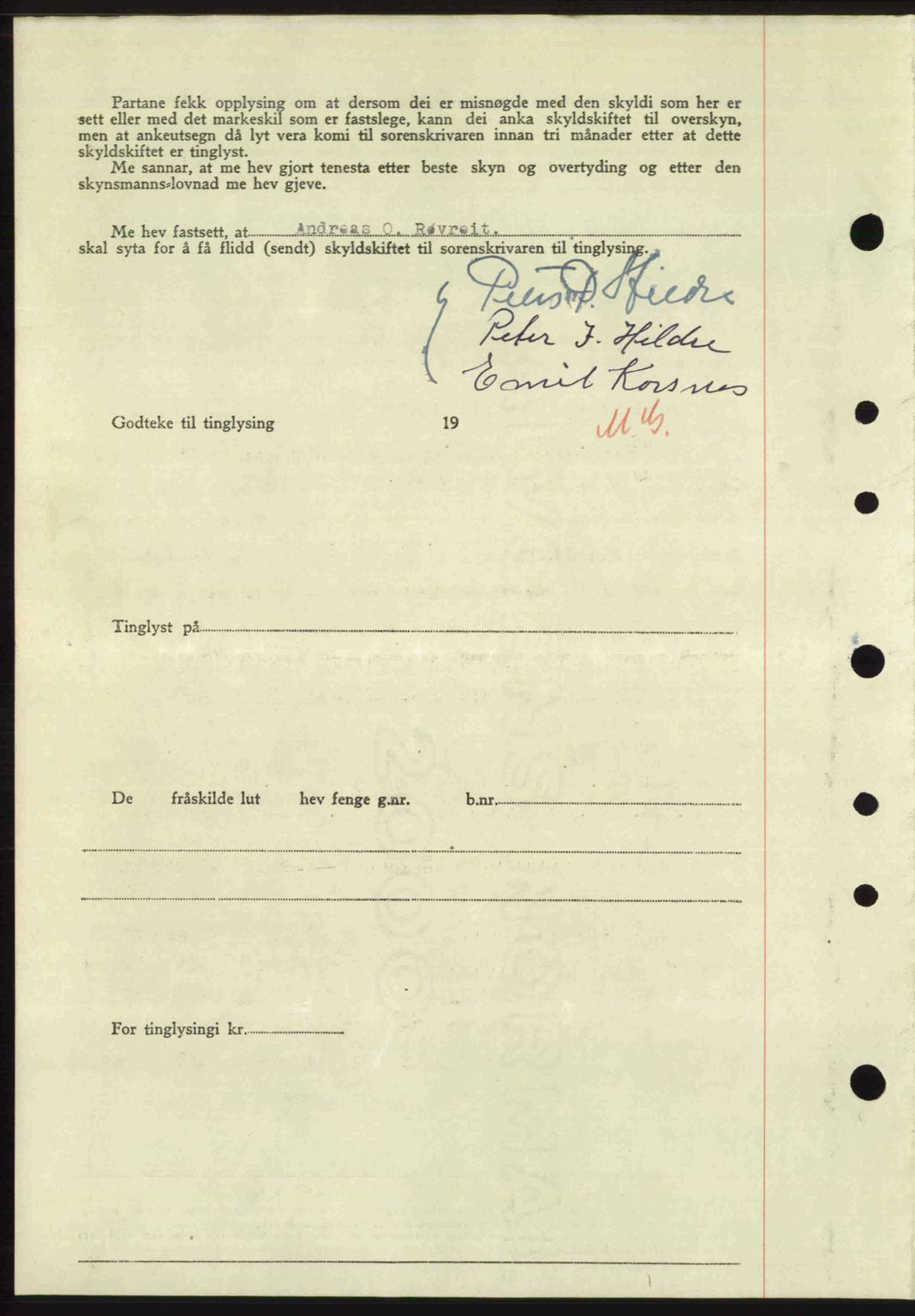 Nordre Sunnmøre sorenskriveri, AV/SAT-A-0006/1/2/2C/2Ca: Mortgage book no. A24, 1947-1947, Diary no: : 522/1947