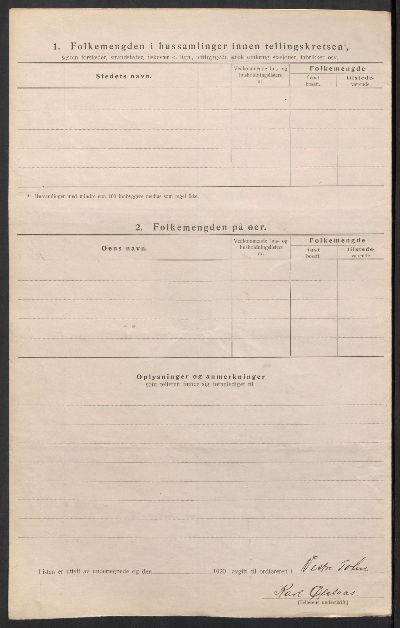 SAH, 1920 census for Vestre Toten, 1920, p. 34