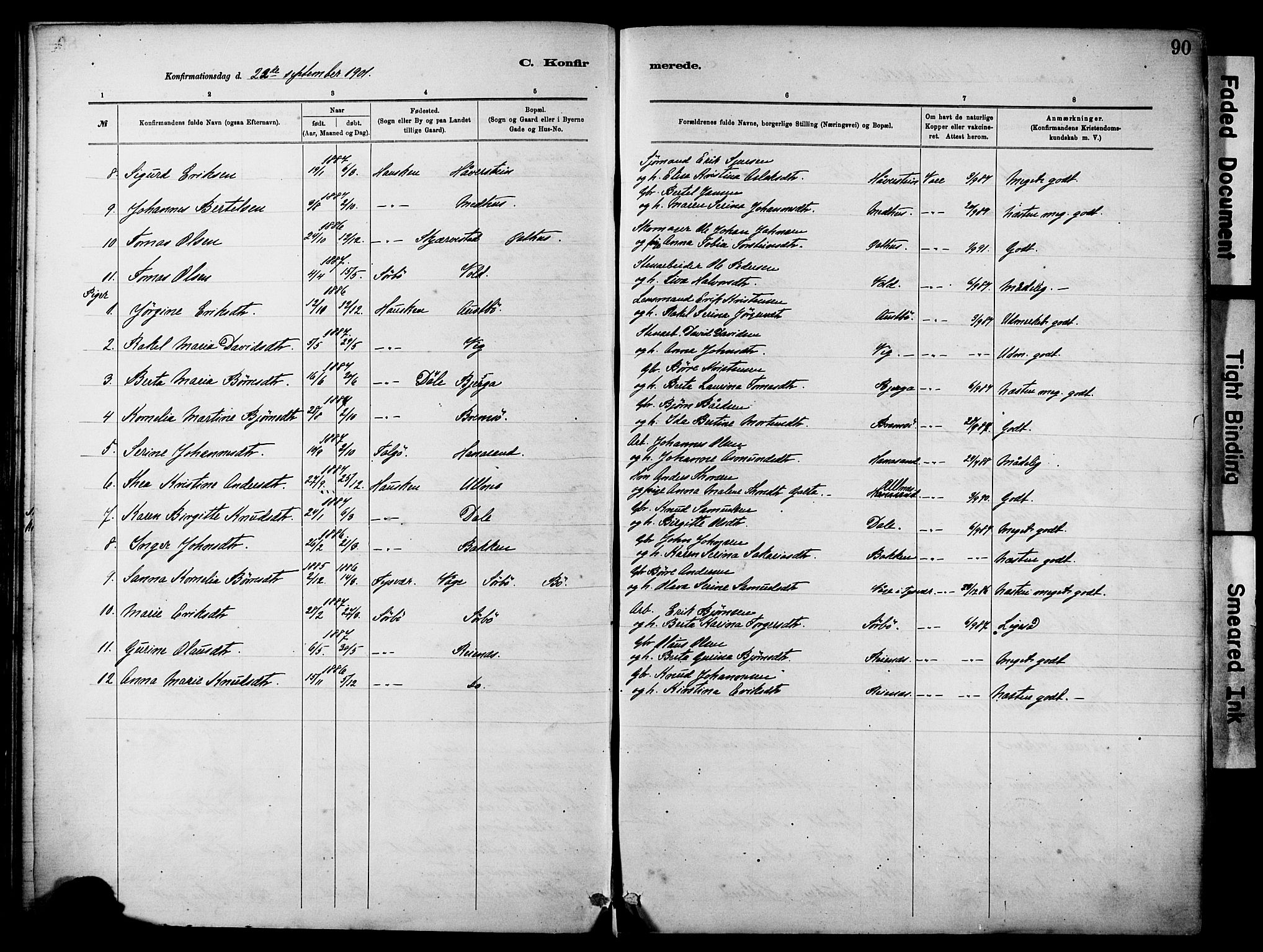 Rennesøy sokneprestkontor, AV/SAST-A -101827/H/Ha/Haa/L0012: Parish register (official) no. A 13, 1885-1917, p. 90