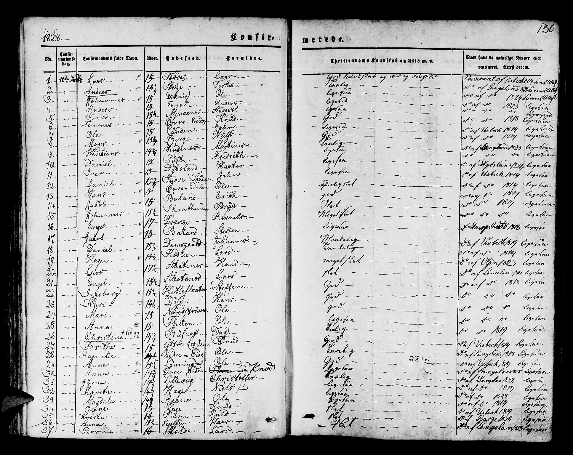 Os sokneprestembete, AV/SAB-A-99929: Parish register (official) no. A 14, 1826-1839, p. 130