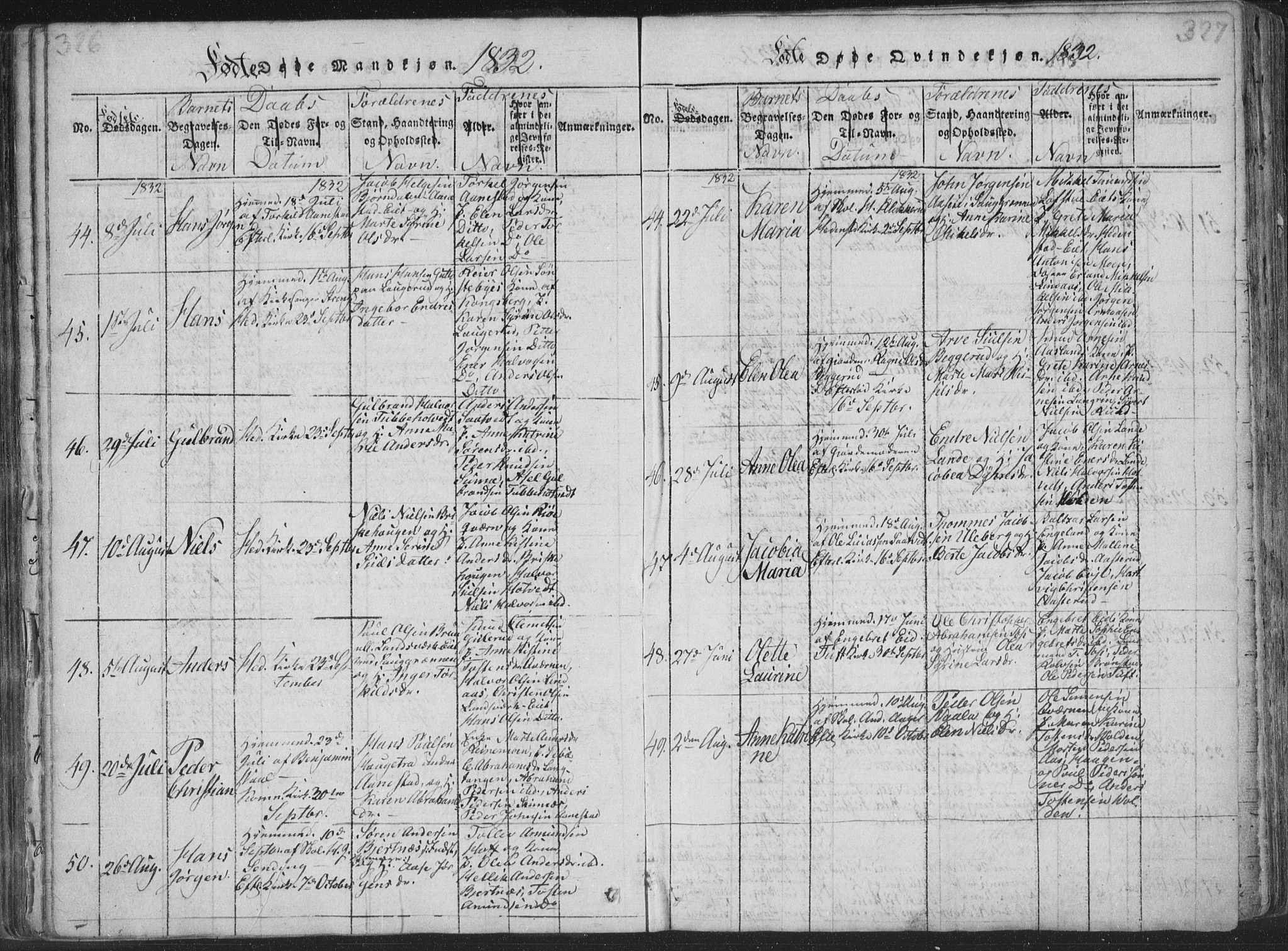 Sandsvær kirkebøker, AV/SAKO-A-244/F/Fa/L0004: Parish register (official) no. I 4, 1817-1839, p. 326-327