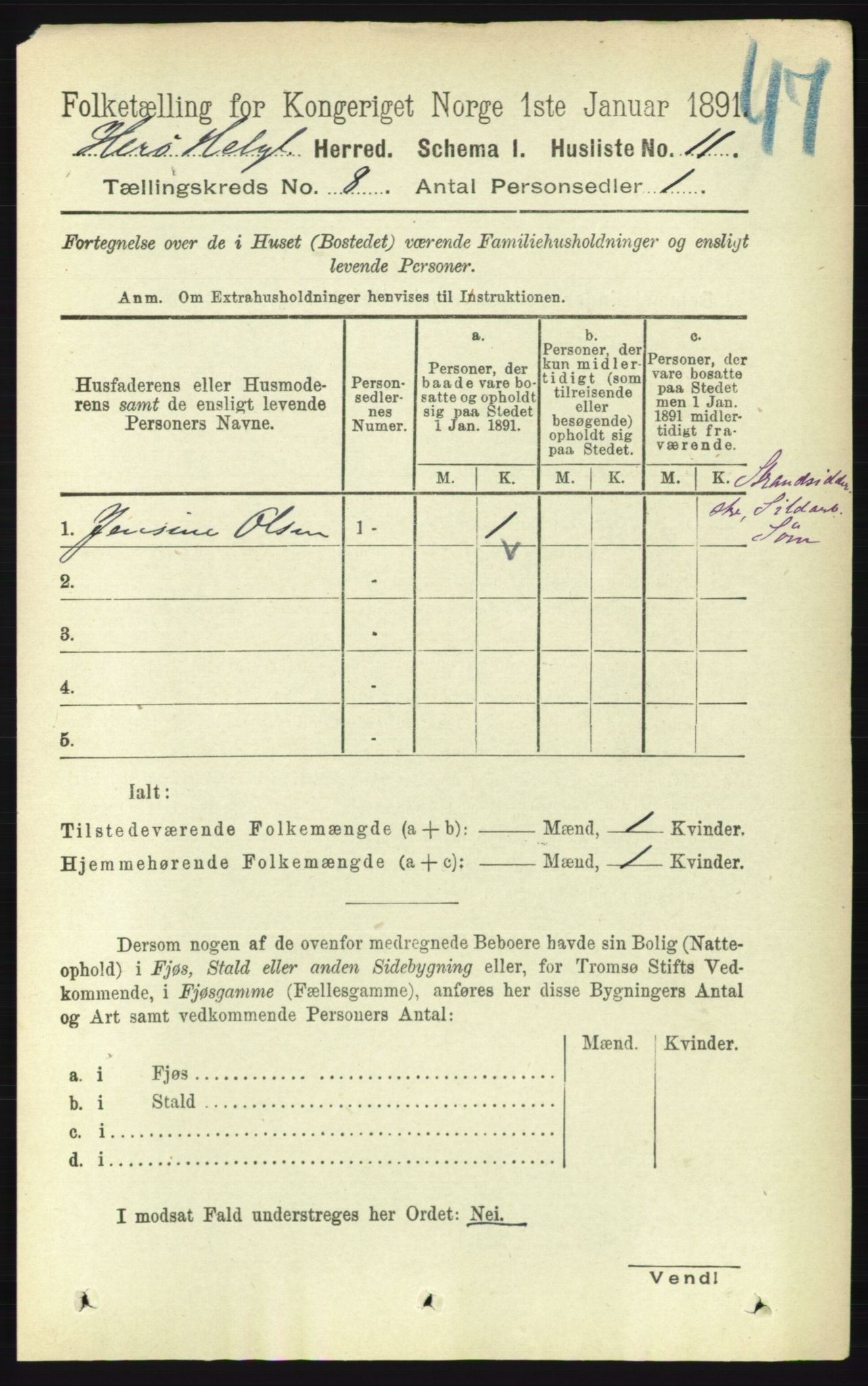 RA, 1891 census for 1818 Herøy, 1891, p. 2464