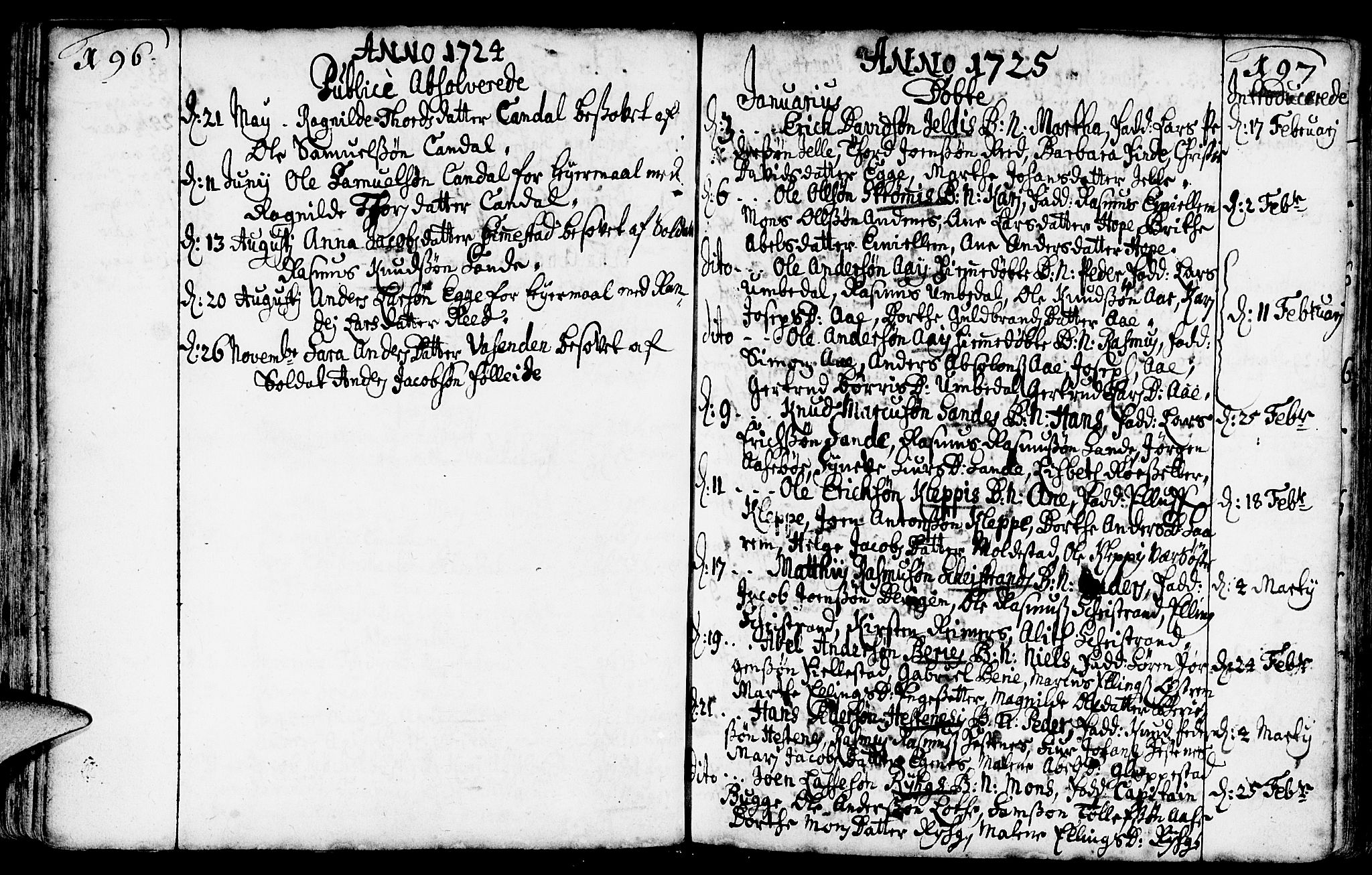 Gloppen sokneprestembete, AV/SAB-A-80101/H/Haa/Haaa/L0002: Parish register (official) no. A 2, 1712-1735, p. 196-197