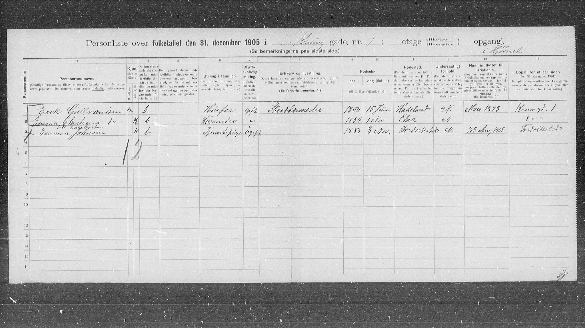 OBA, Municipal Census 1905 for Kristiania, 1905, p. 28937