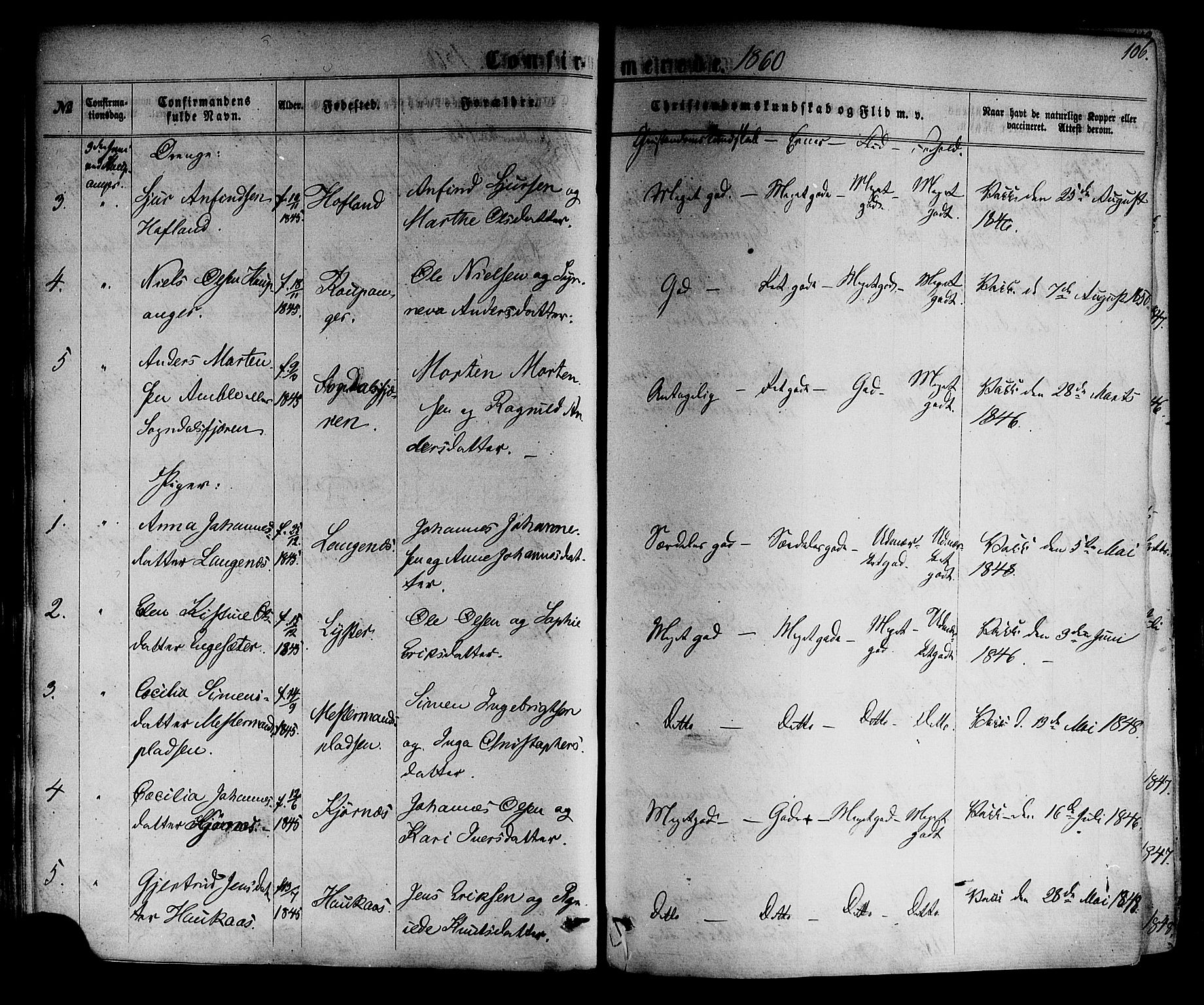 Sogndal sokneprestembete, AV/SAB-A-81301/H/Haa/Haaa/L0013: Parish register (official) no. A 13, 1859-1877, p. 106