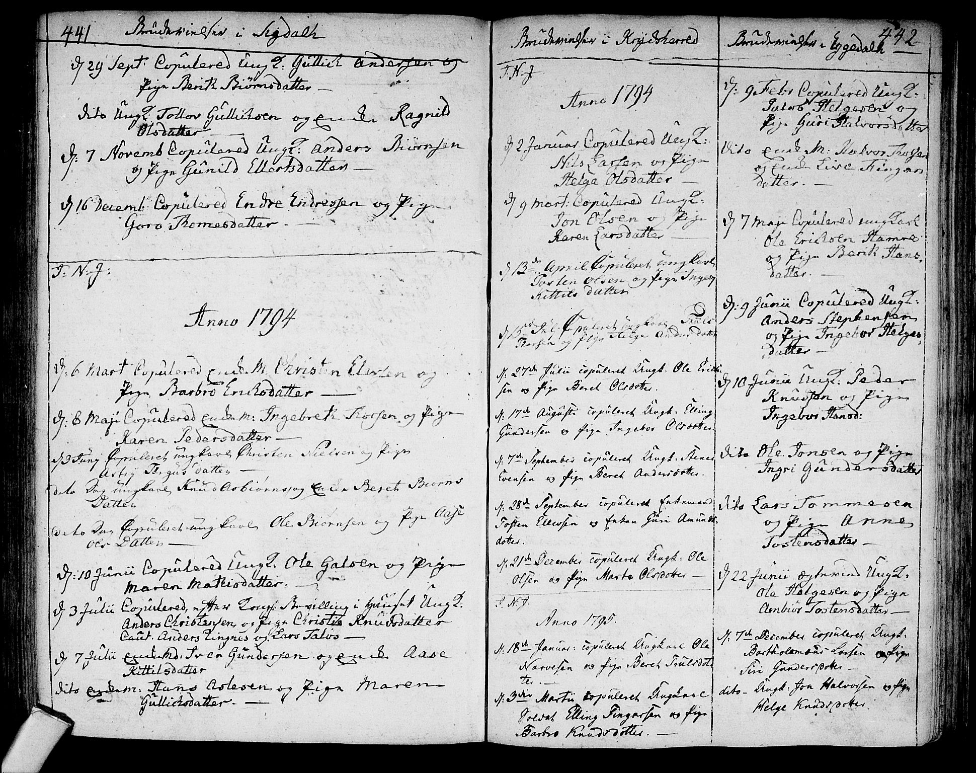 Sigdal kirkebøker, SAKO/A-245/F/Fa/L0003: Parish register (official) no. I 3, 1793-1811, p. 441-442