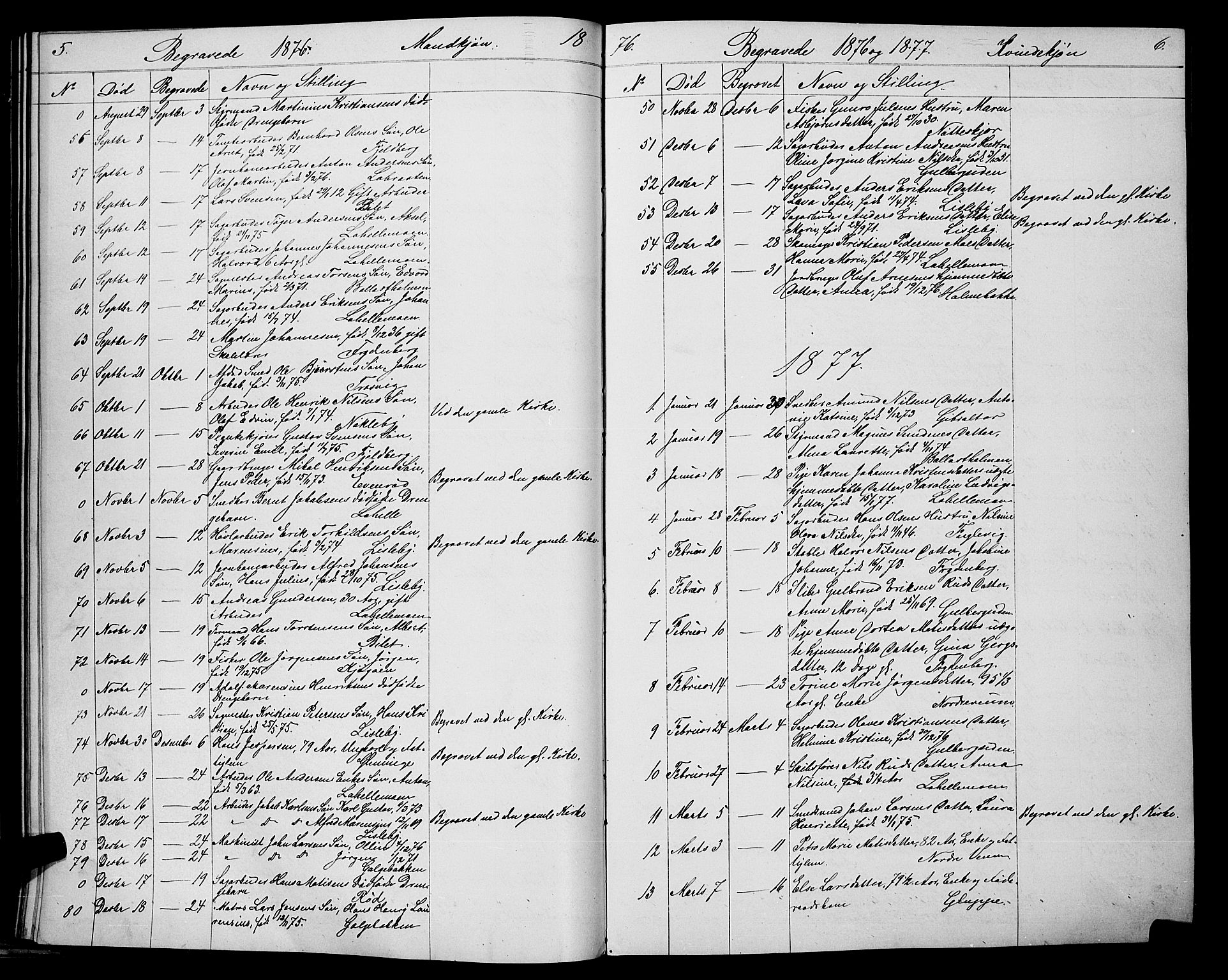 Glemmen prestekontor Kirkebøker, SAO/A-10908/G/Ga/L0005: Parish register (copy) no. 5, 1876-1893, p. 5-6