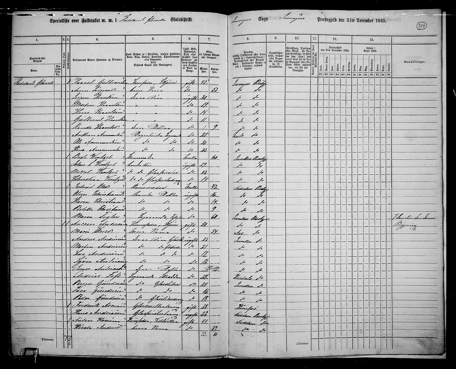 RA, 1865 census for Jevnaker, 1865, p. 235