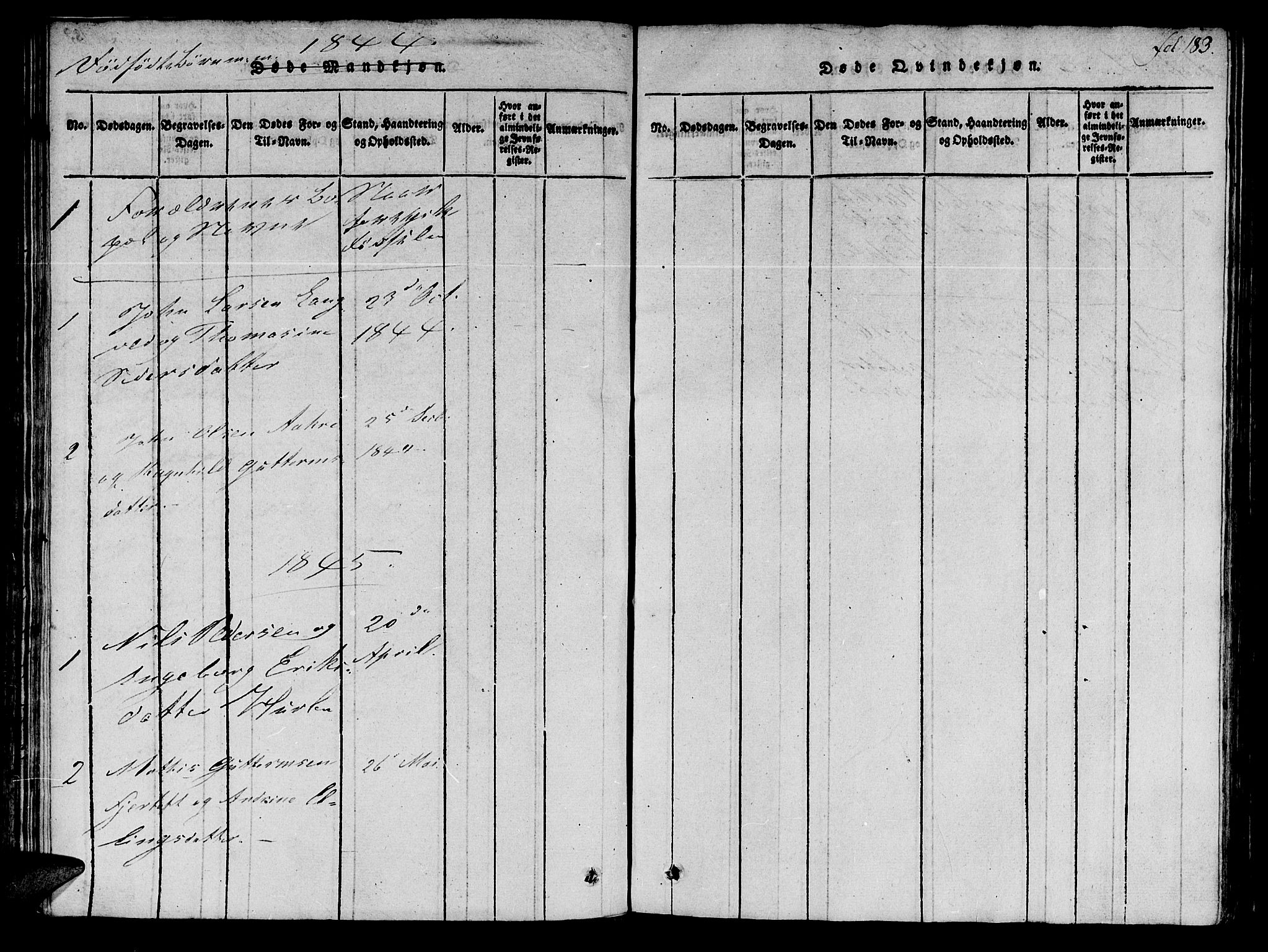 Ministerialprotokoller, klokkerbøker og fødselsregistre - Møre og Romsdal, SAT/A-1454/536/L0495: Parish register (official) no. 536A04, 1818-1847, p. 183