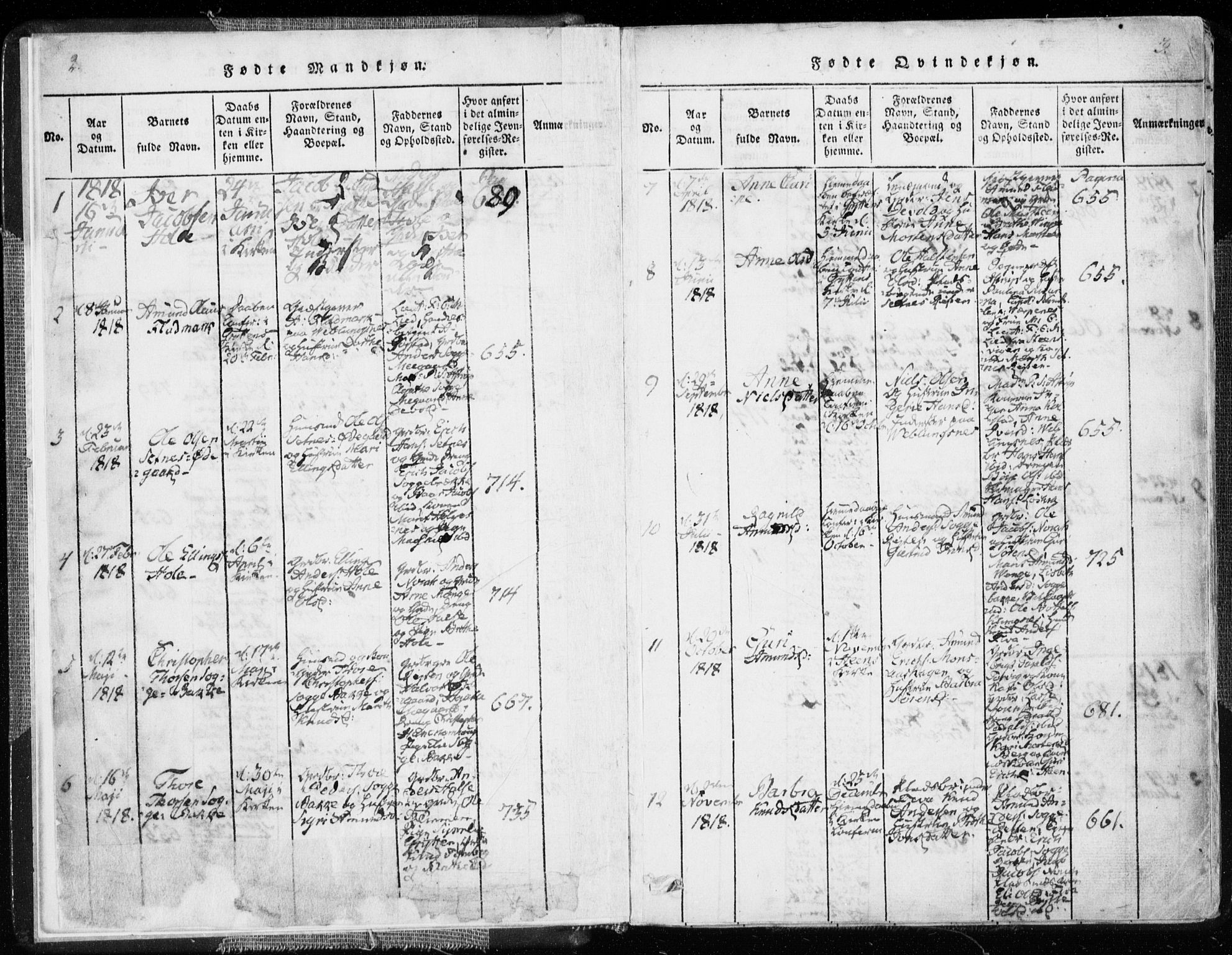 Ministerialprotokoller, klokkerbøker og fødselsregistre - Møre og Romsdal, AV/SAT-A-1454/544/L0571: Parish register (official) no. 544A04, 1818-1853, p. 2-3