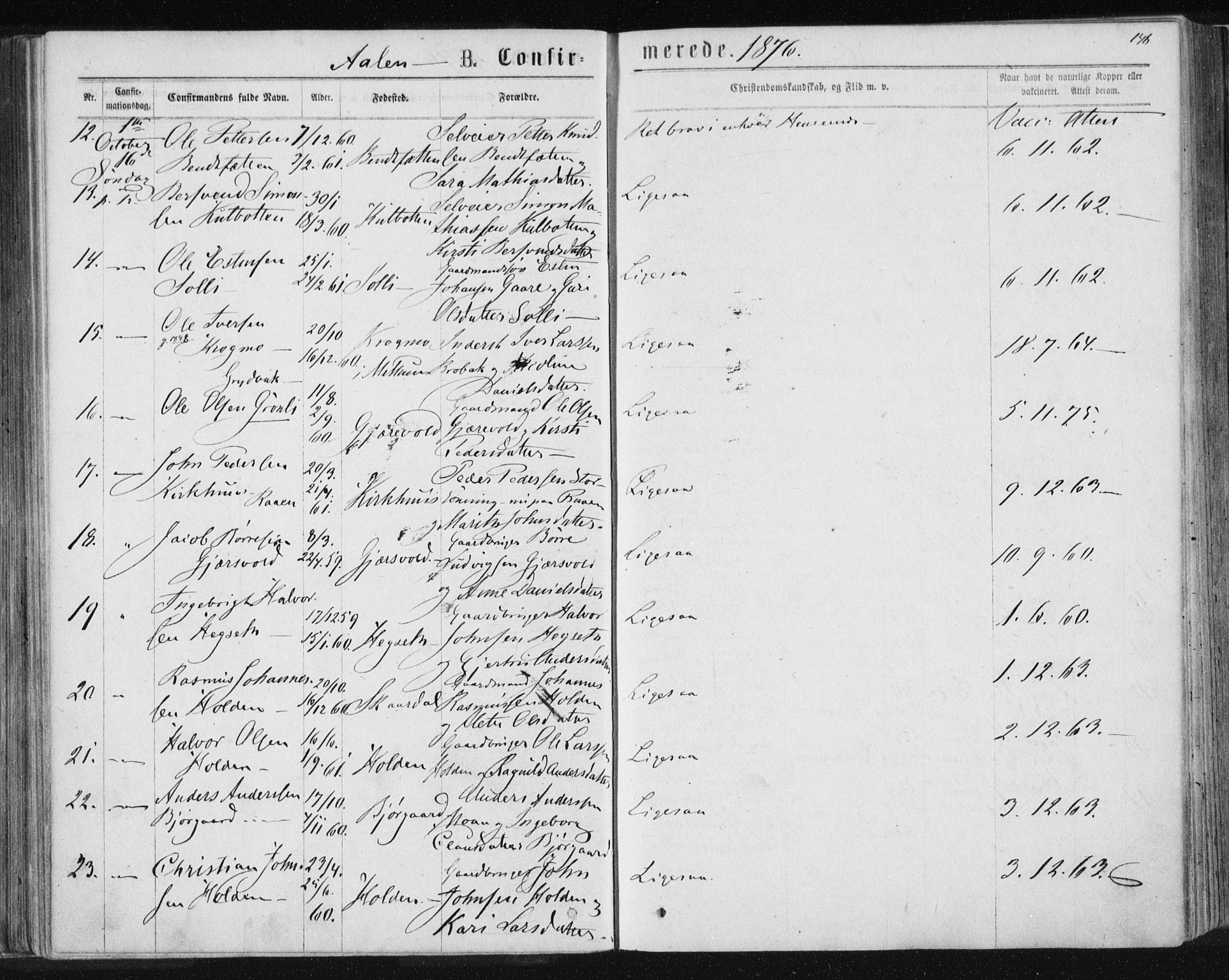 Ministerialprotokoller, klokkerbøker og fødselsregistre - Sør-Trøndelag, SAT/A-1456/685/L0971: Parish register (official) no. 685A08 /3, 1870-1879, p. 146