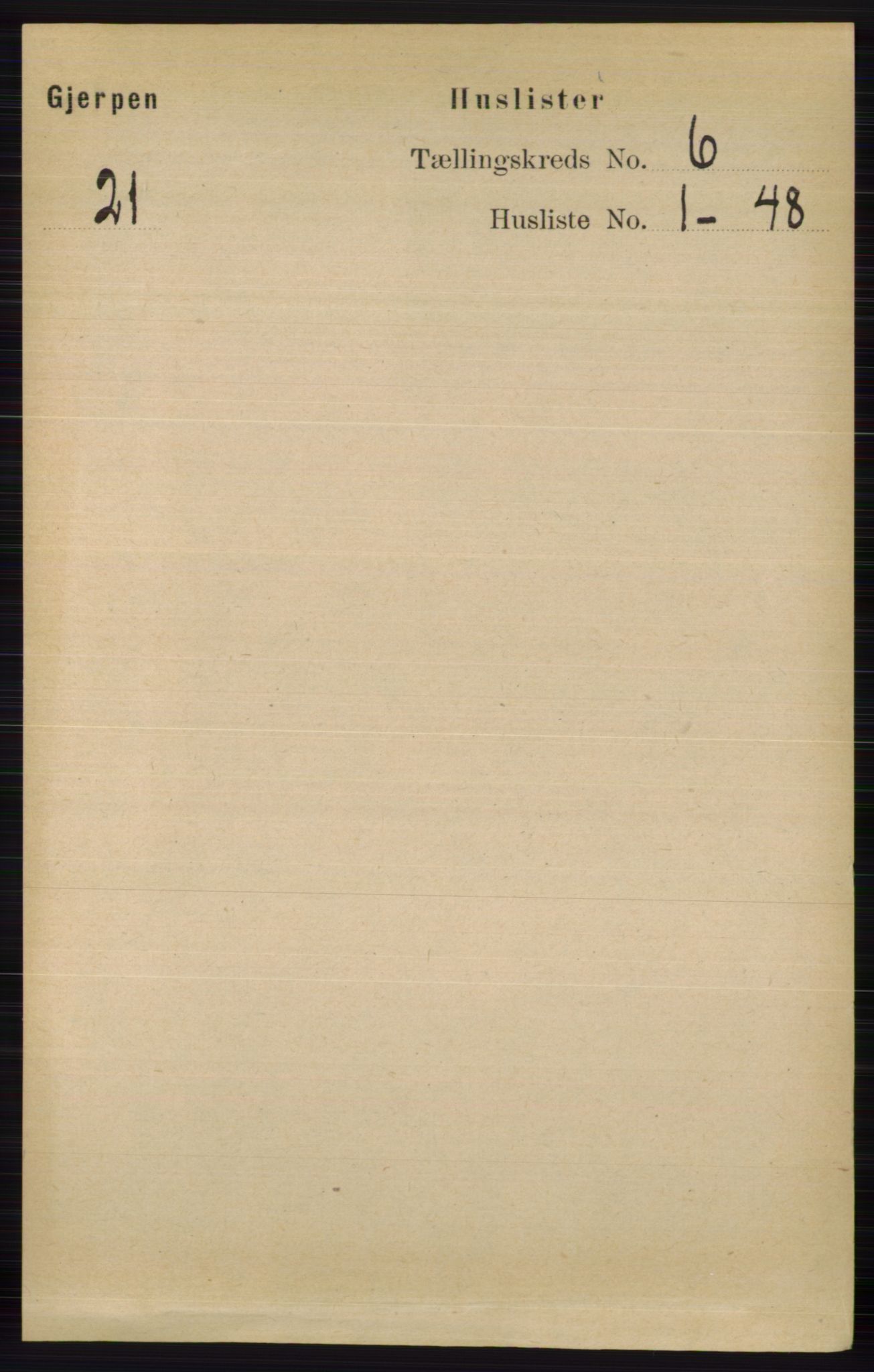 RA, 1891 census for 0812 Gjerpen, 1891, p. 2911