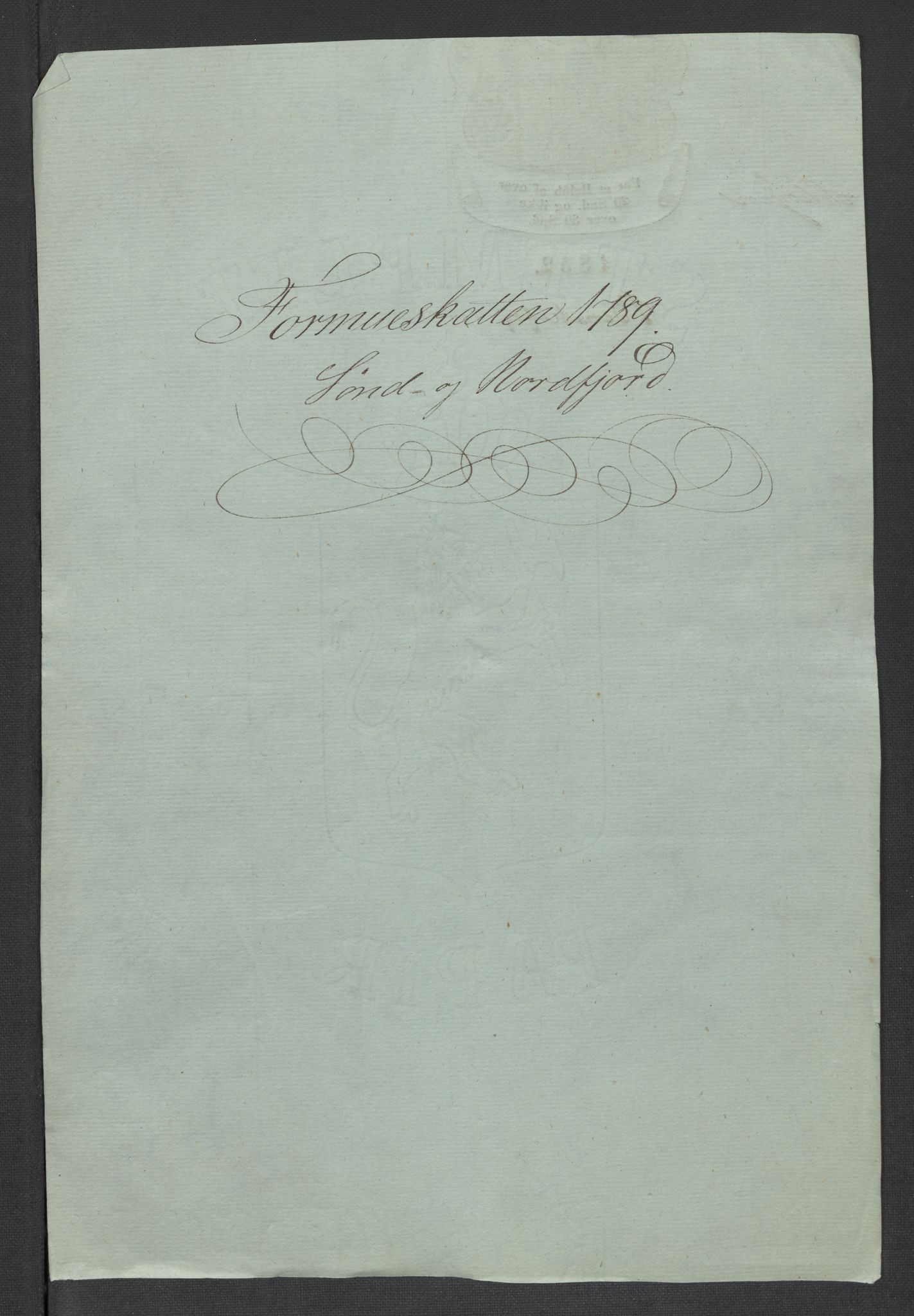 Rentekammeret inntil 1814, Reviderte regnskaper, Mindre regnskaper, RA/EA-4068/Rf/Rfe/L0048: Sunnfjord og Nordfjord fogderier, 1789, p. 3