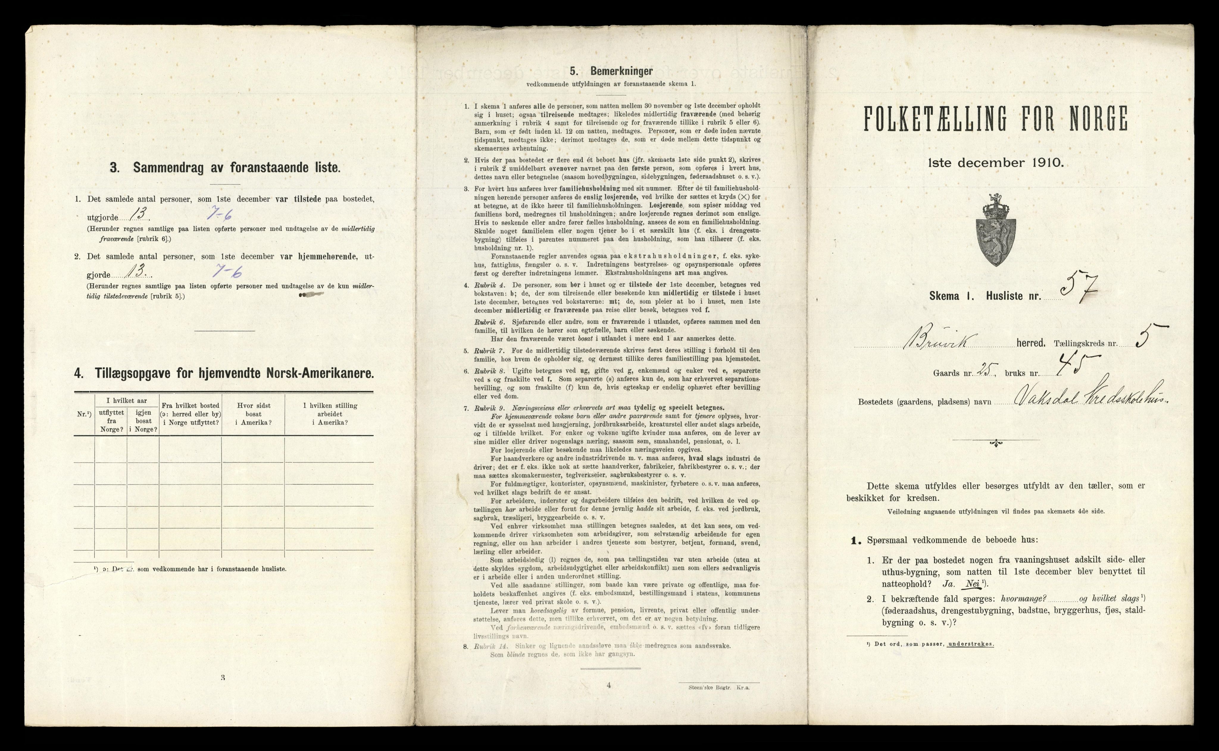 RA, 1910 census for Bruvik, 1910, p. 378