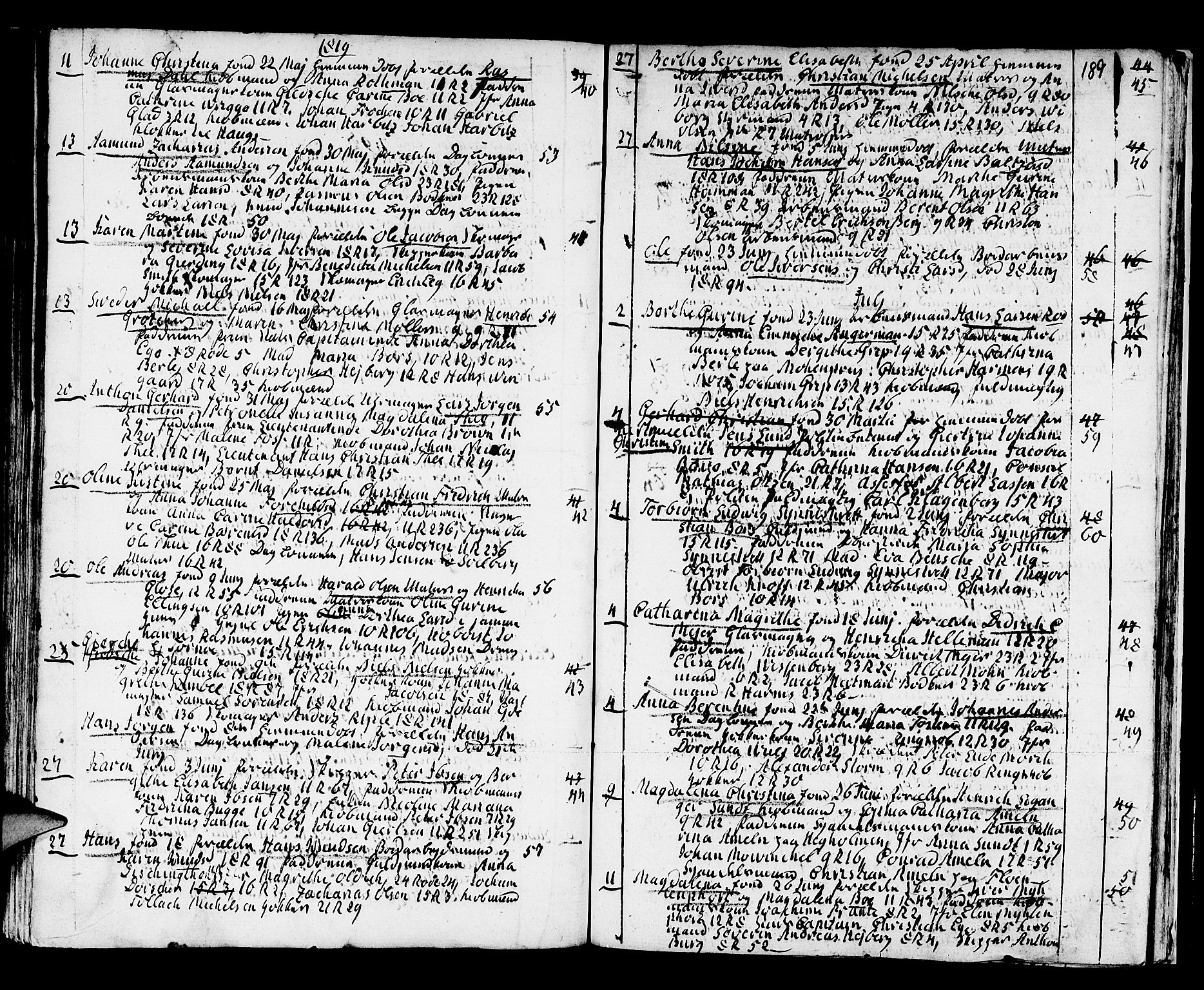 Domkirken sokneprestembete, AV/SAB-A-74801/H/Haa/L0005: Parish register (official) no. A 5, 1808-1820, p. 188-189