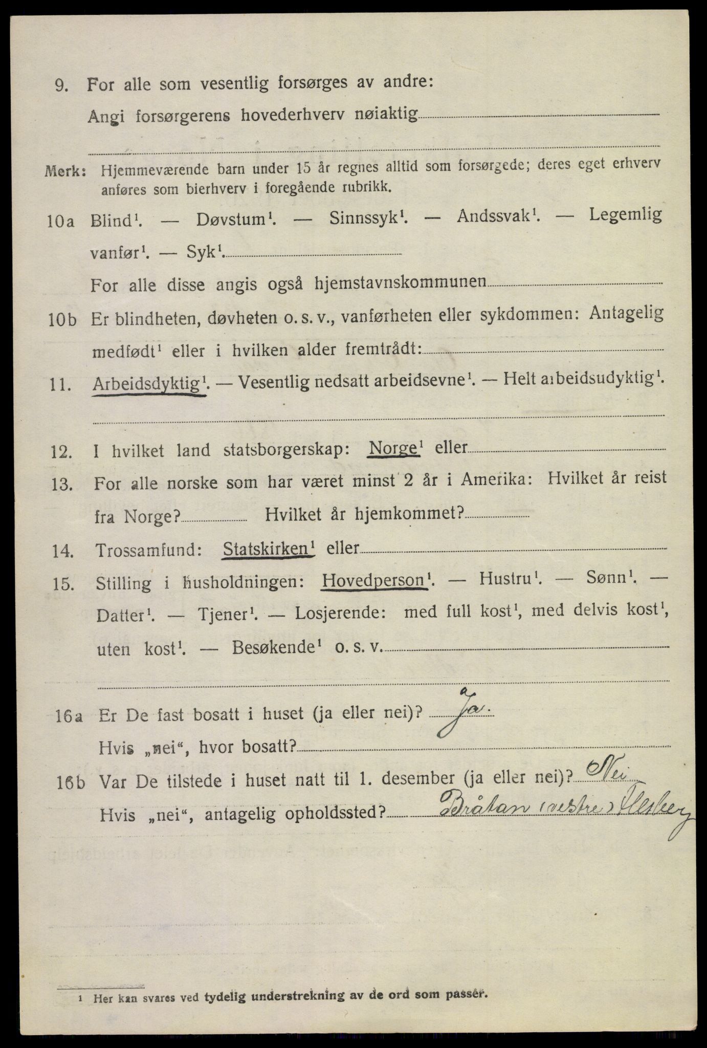 SAKO, 1920 census for Flesberg, 1920, p. 5014