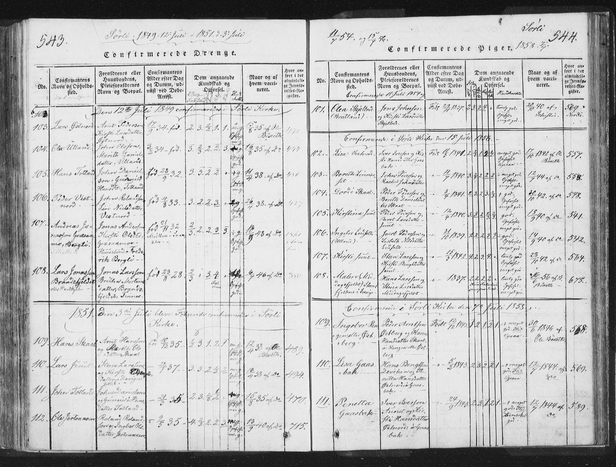 Ministerialprotokoller, klokkerbøker og fødselsregistre - Nord-Trøndelag, SAT/A-1458/755/L0491: Parish register (official) no. 755A01 /2, 1817-1864, p. 543-544