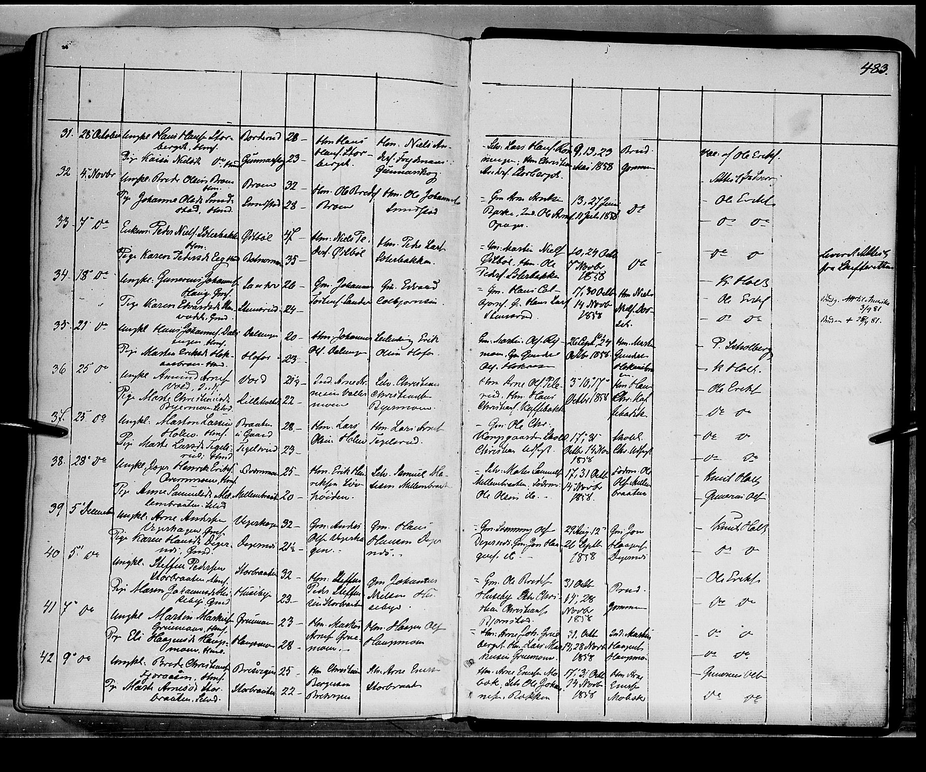 Grue prestekontor, SAH/PREST-036/H/Ha/Haa/L0008: Parish register (official) no. 8, 1847-1858, p. 483