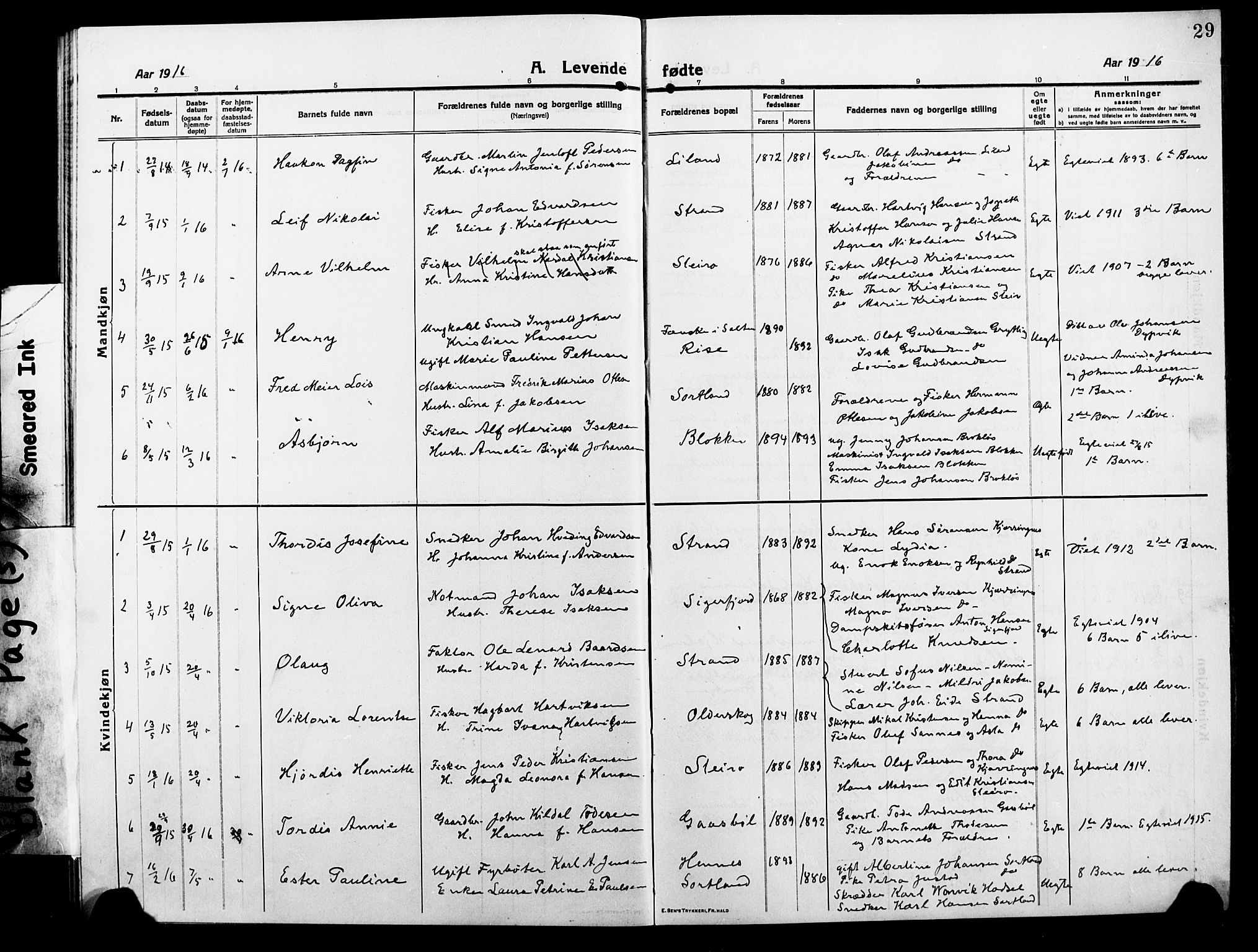 Ministerialprotokoller, klokkerbøker og fødselsregistre - Nordland, AV/SAT-A-1459/895/L1383: Parish register (copy) no. 895C05, 1913-1922, p. 29