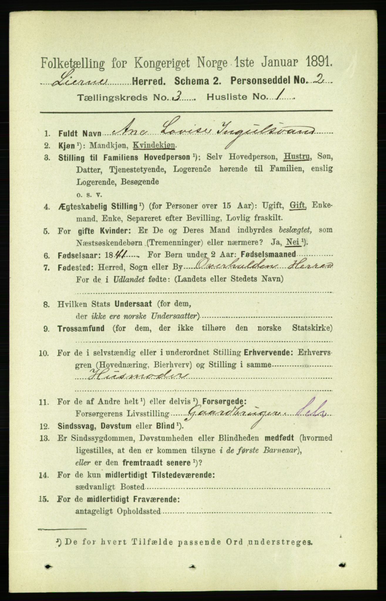 RA, 1891 census for 1737 Lierne, 1891, p. 793