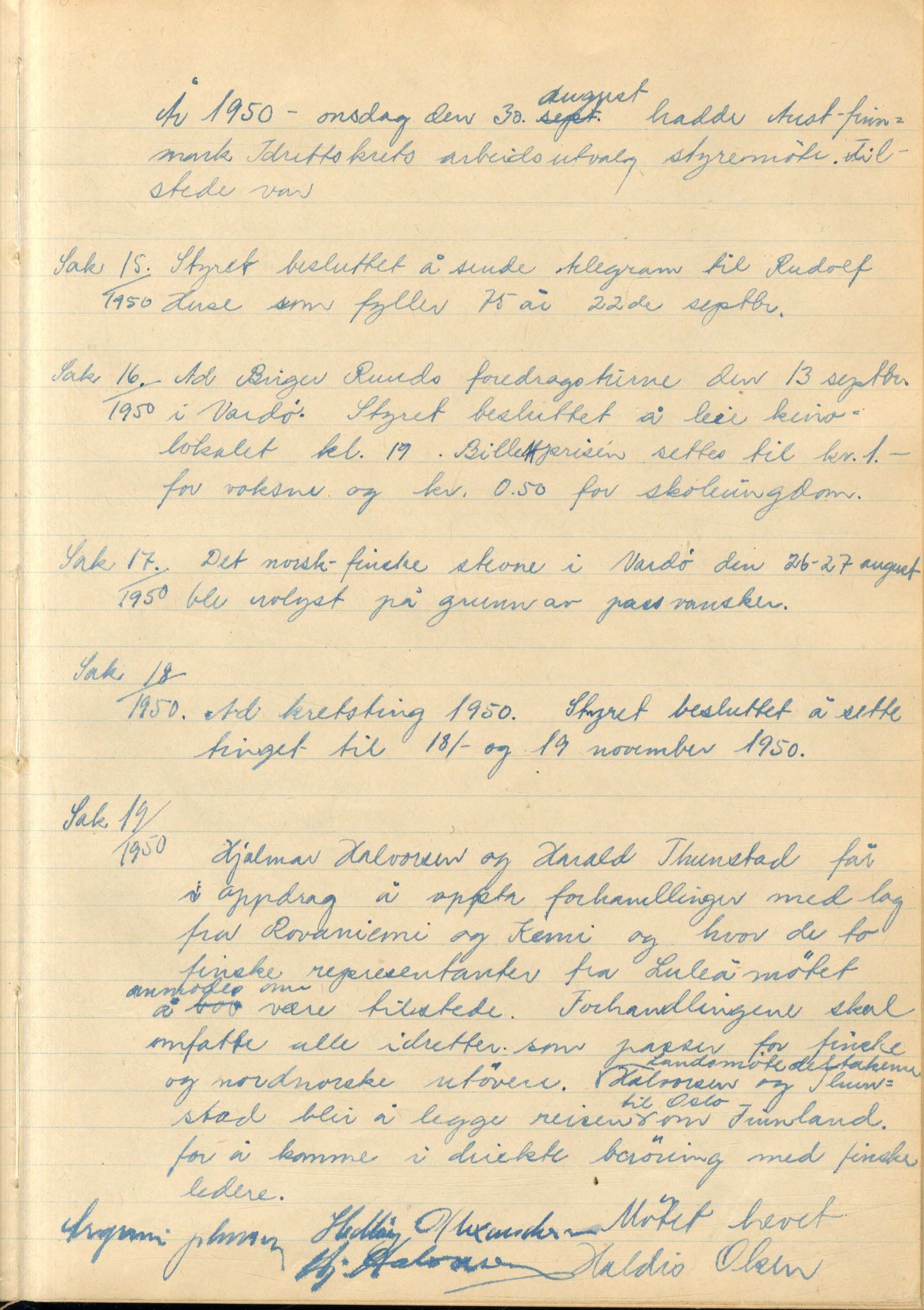 Aust-Finnmark Idrettskrets , FMFB/A-1041/A/L0001: Møteprotokoll for interimstyre, 1945-1951, p. 156