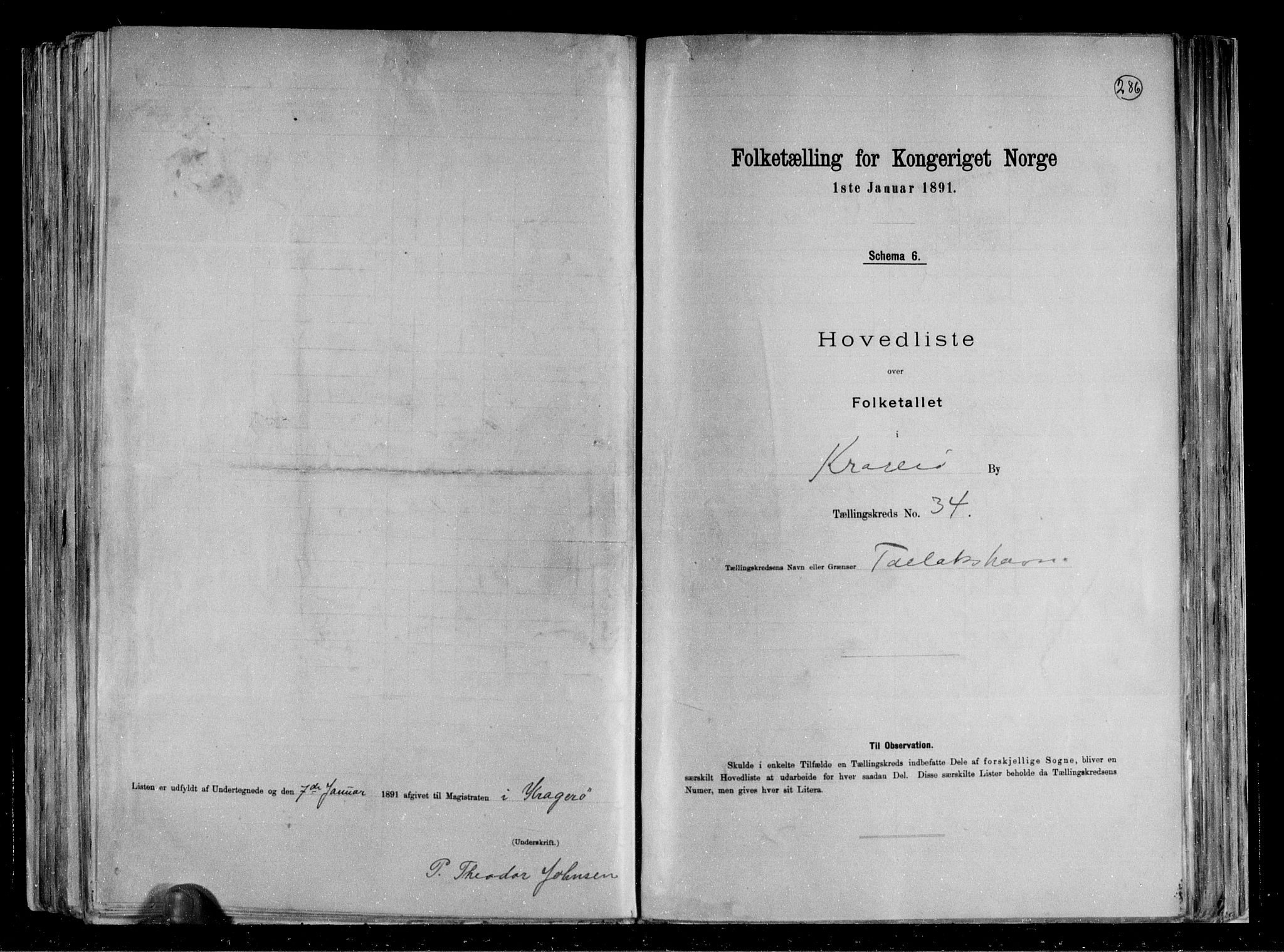 RA, 1891 census for 0801 Kragerø, 1891, p. 71