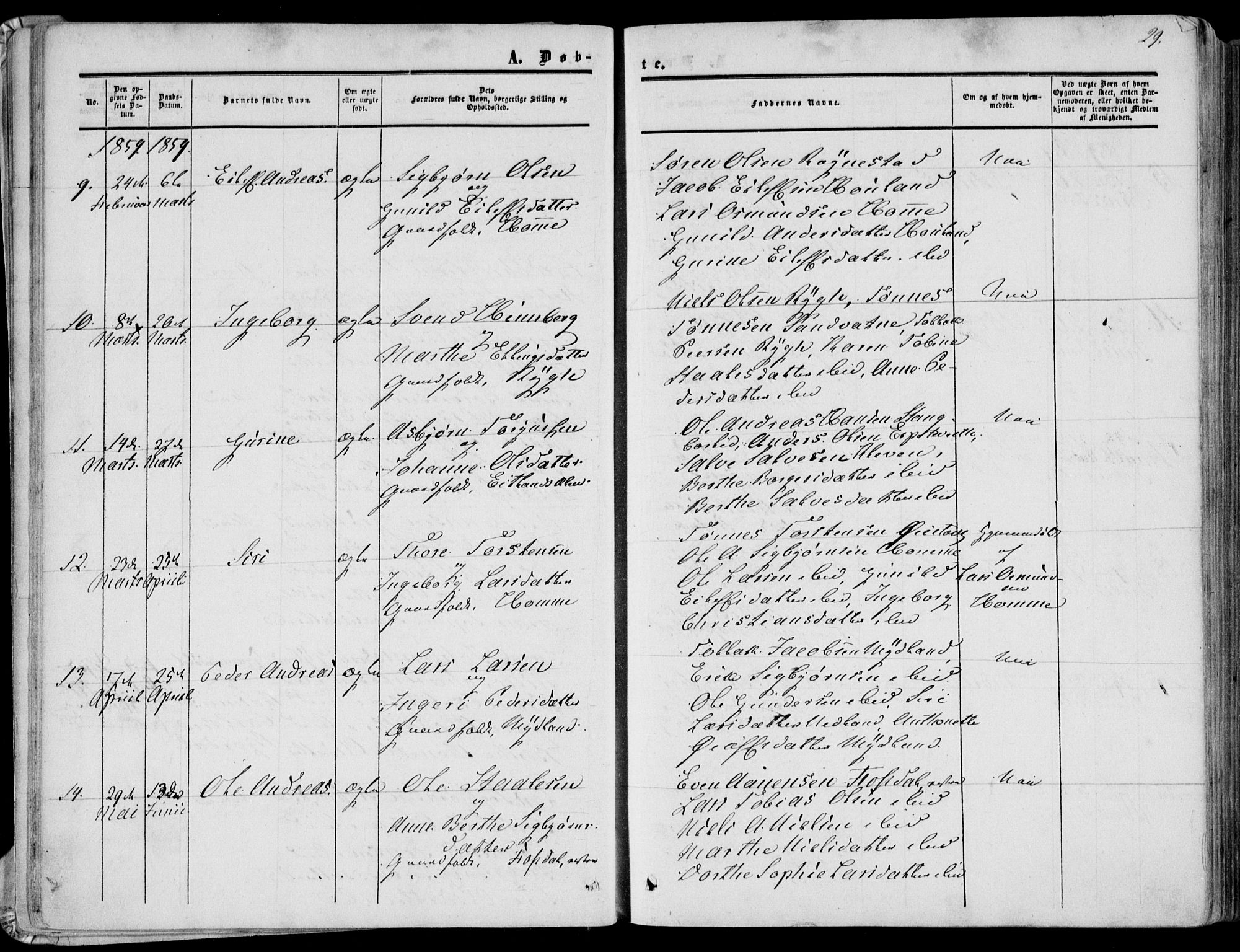 Bakke sokneprestkontor, AV/SAK-1111-0002/F/Fa/Fab/L0002: Parish register (official) no. A 2, 1855-1884, p. 29