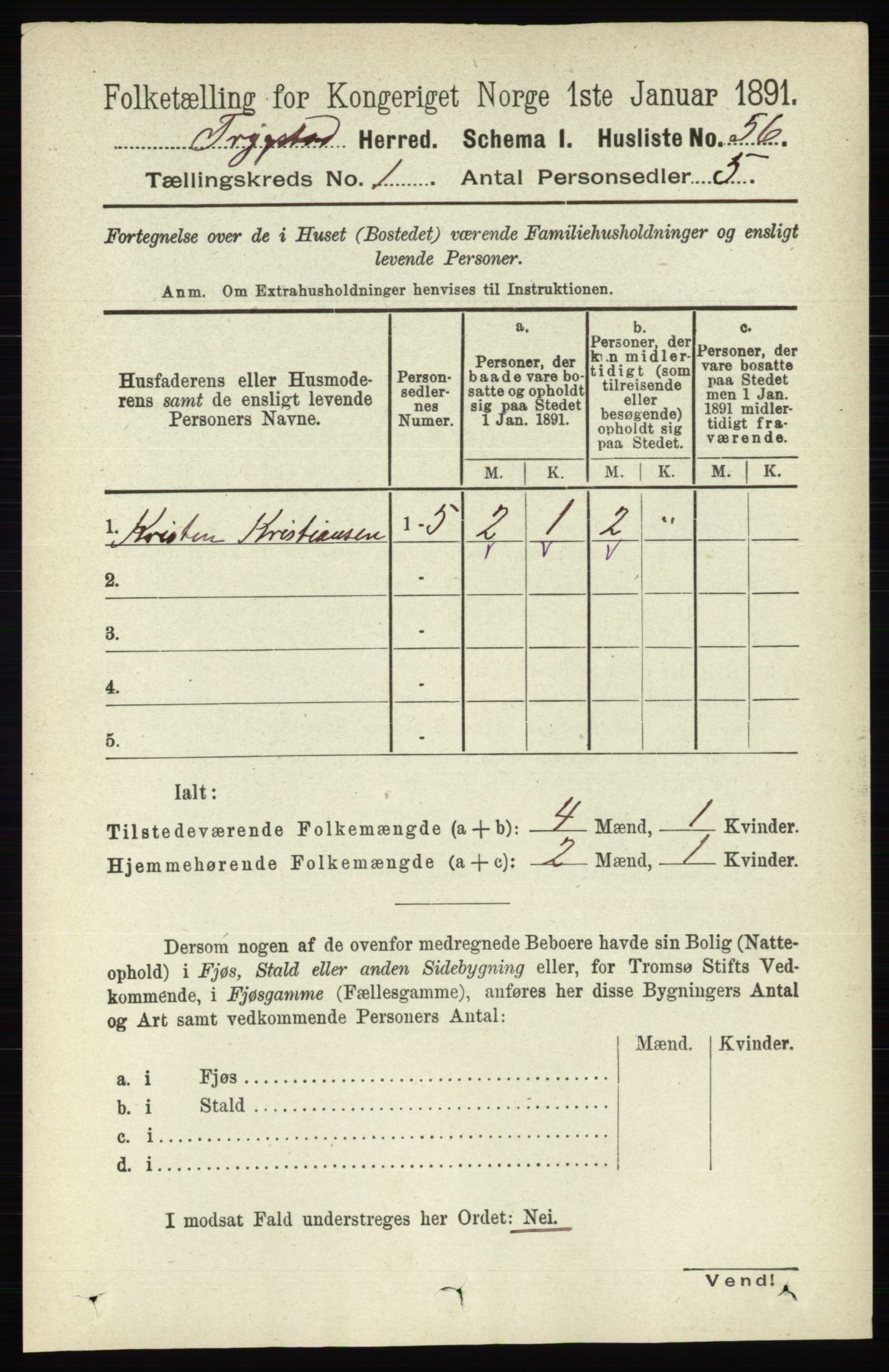 RA, 1891 Census for 0122 Trøgstad, 1891, p. 84