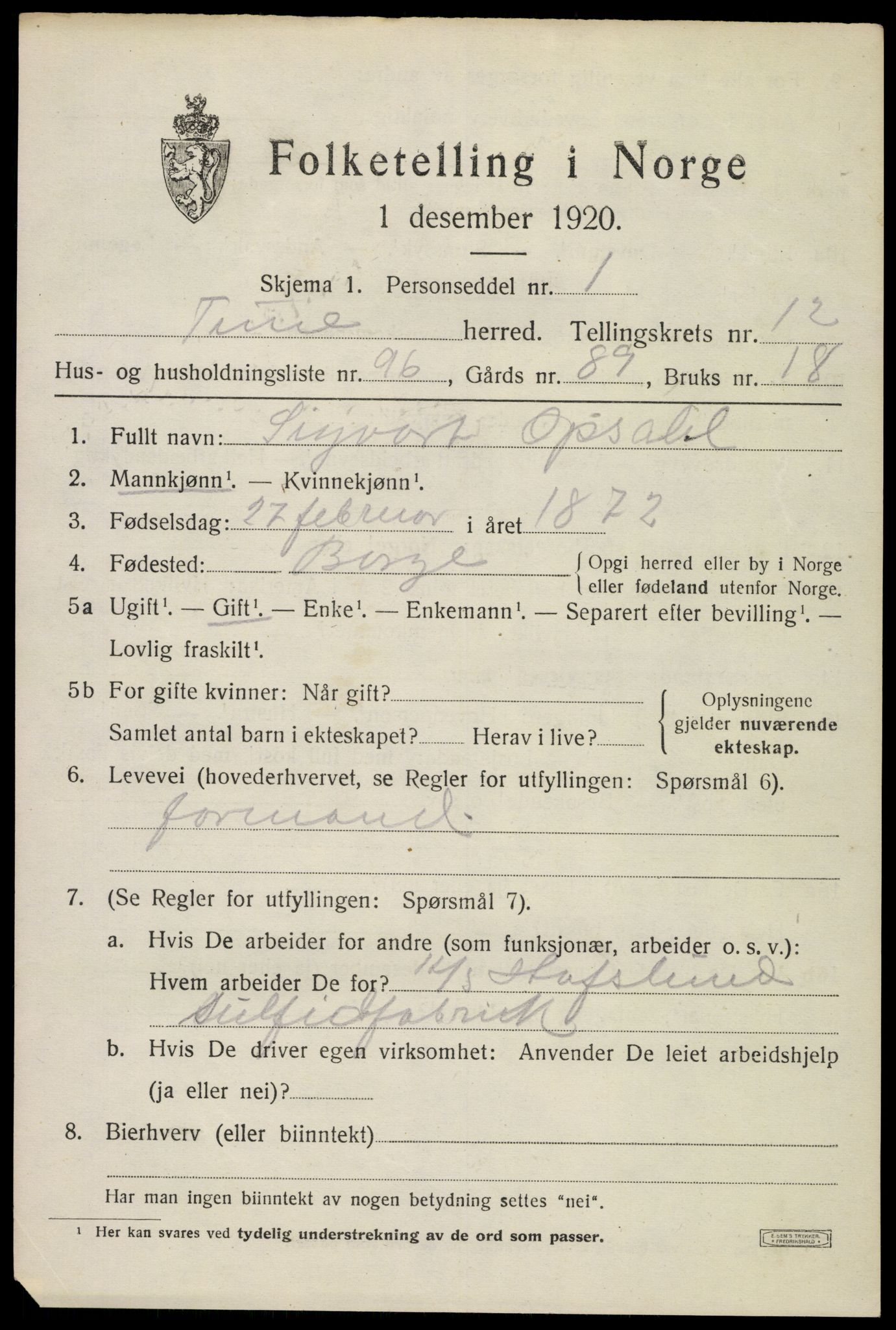 SAO, 1920 census for Tune, 1920, p. 18284