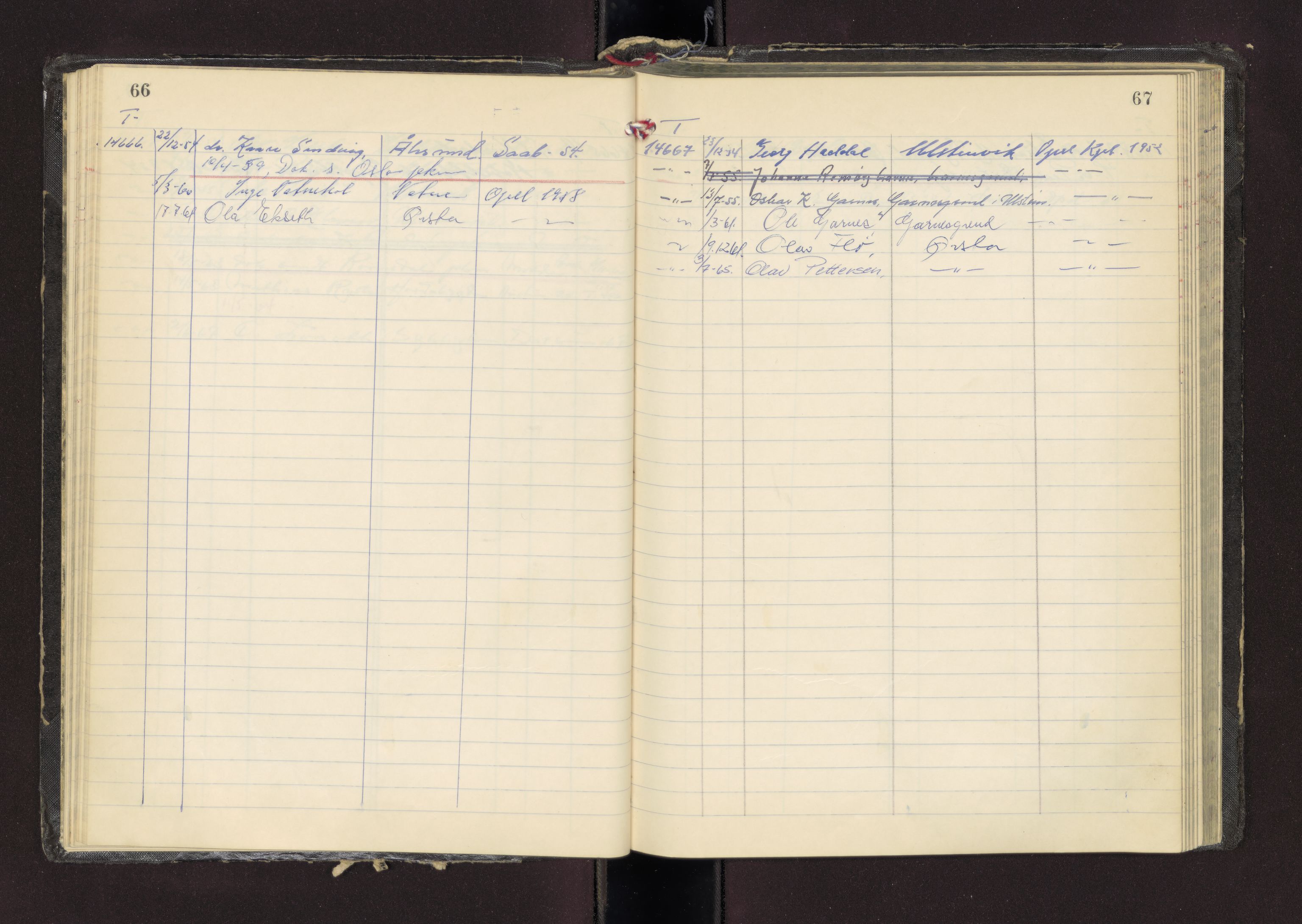 Møre og Romsdal vegkontor - Ålesund trafikkstasjon, AV/SAT-A-4099/F/Fc/L0013: Bilregister; T 14601 - T 14999, 1950-1970