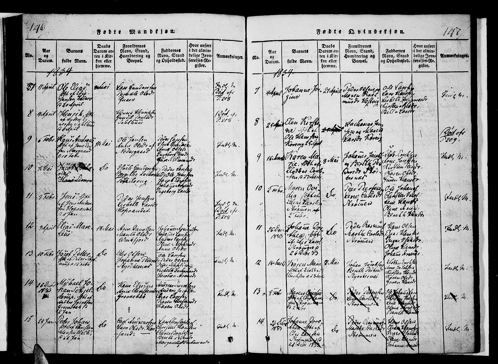 Ministerialprotokoller, klokkerbøker og fødselsregistre - Nordland, AV/SAT-A-1459/853/L0768: Parish register (official) no. 853A07, 1821-1836, p. 146-147