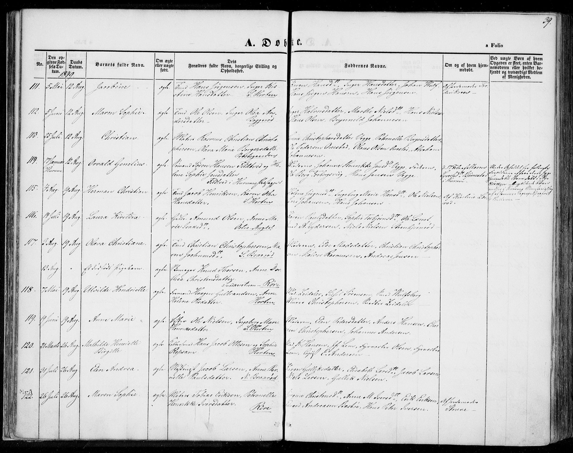 Borre kirkebøker, SAKO/A-338/F/Fa/L0005: Parish register (official) no. I 5, 1845-1851, p. 39