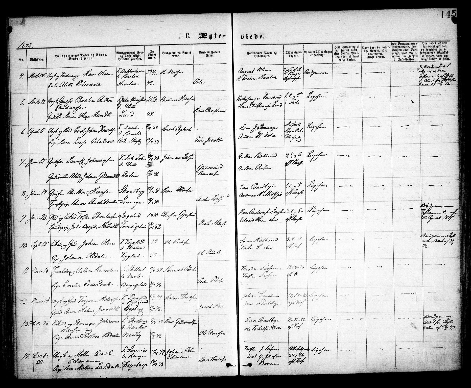 Spydeberg prestekontor Kirkebøker, SAO/A-10924/F/Fa/L0006: Parish register (official) no. I 6, 1863-1874, p. 145