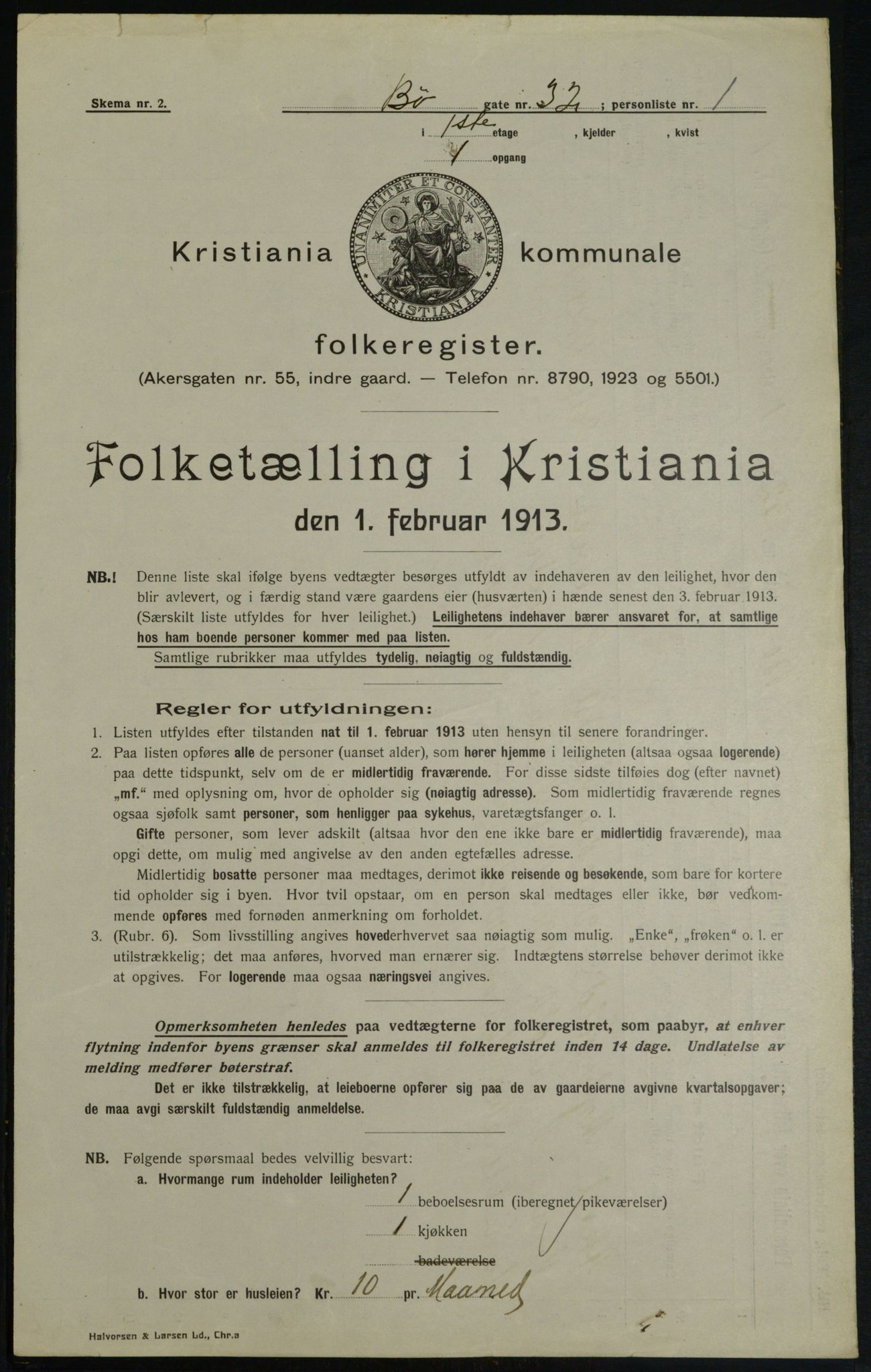 OBA, Municipal Census 1913 for Kristiania, 1913, p. 11387