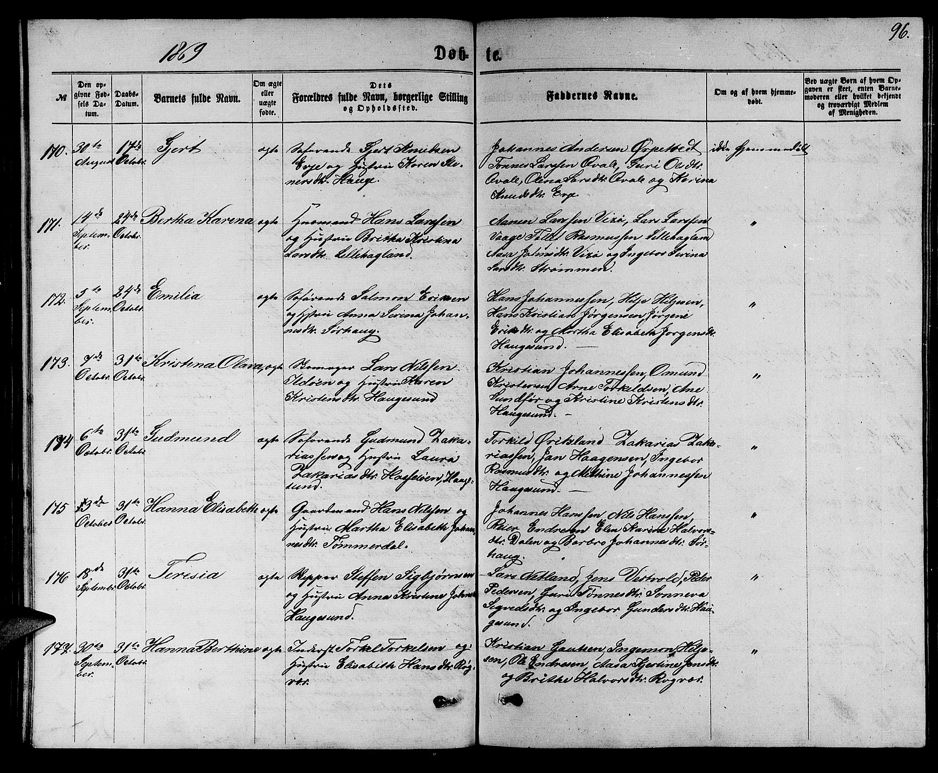 Torvastad sokneprestkontor, AV/SAST-A -101857/H/Ha/Hab/L0007: Parish register (copy) no. B 7, 1866-1873, p. 96