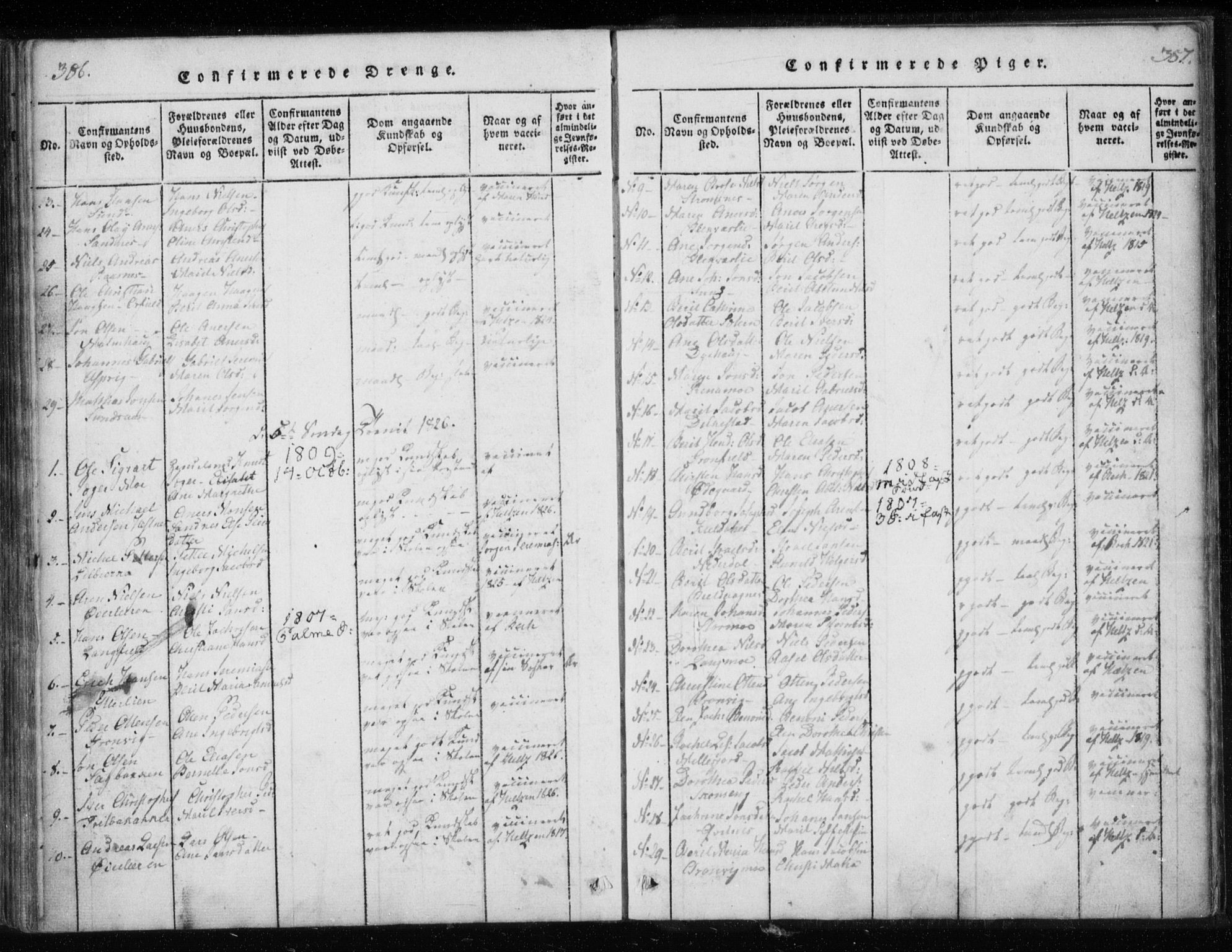 Ministerialprotokoller, klokkerbøker og fødselsregistre - Nordland, AV/SAT-A-1459/825/L0353: Parish register (official) no. 825A07, 1820-1826, p. 386-387